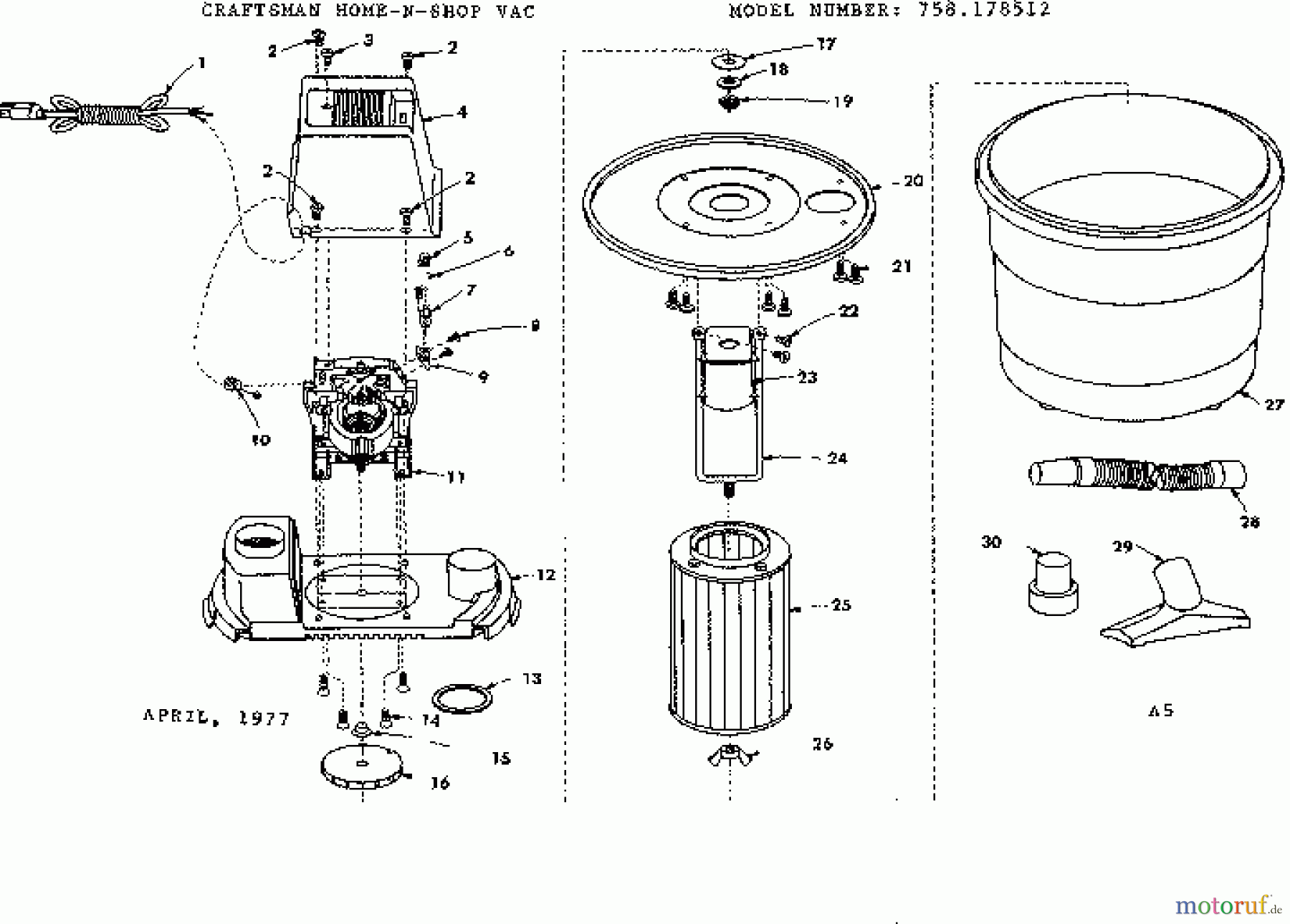 CRAFTSMAN Divers HOME-N-SHOP VAC 758.178512 Seite 1
