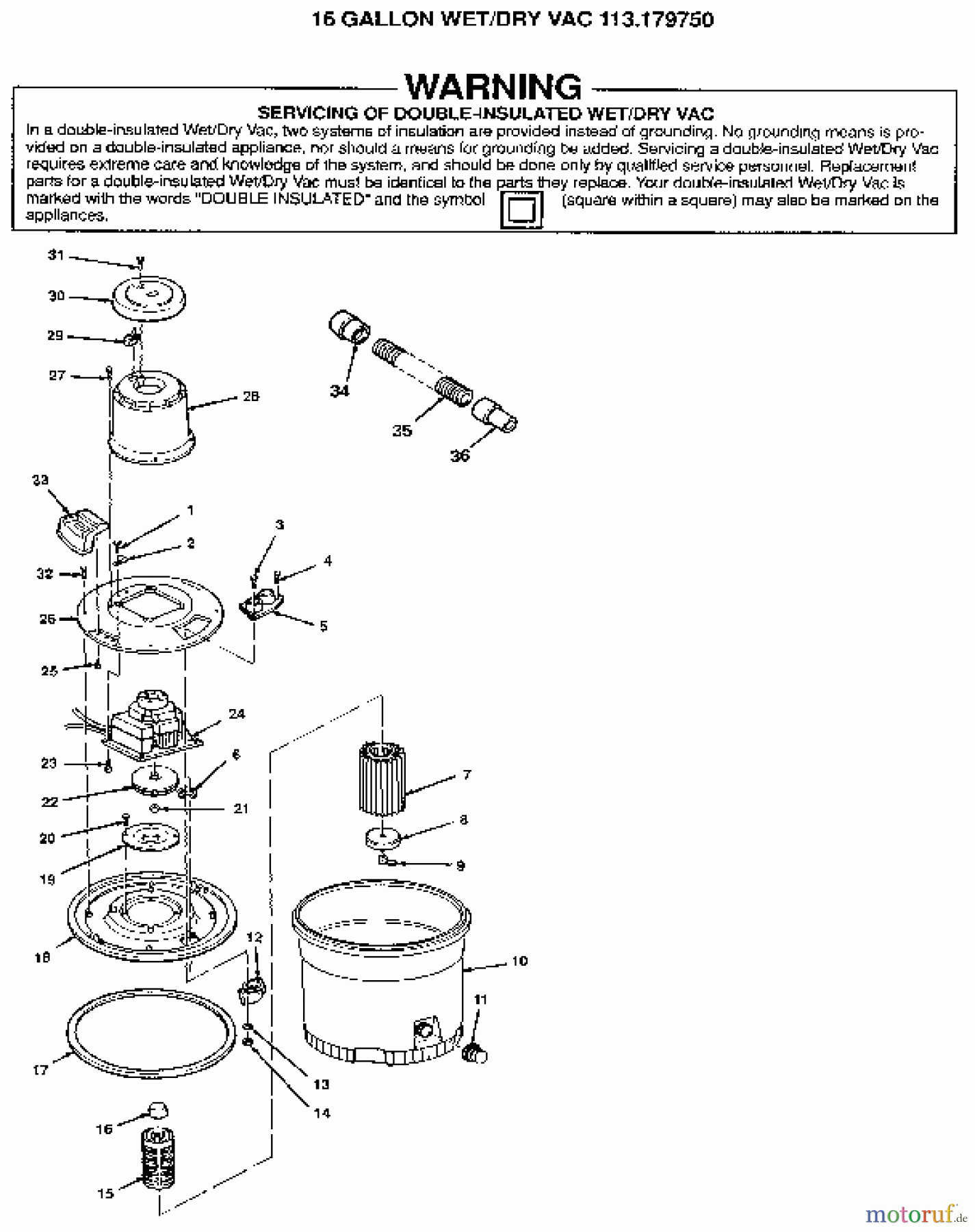 CRAFTSMAN Divers WET/DRY VAC 113.179750 Seite 1