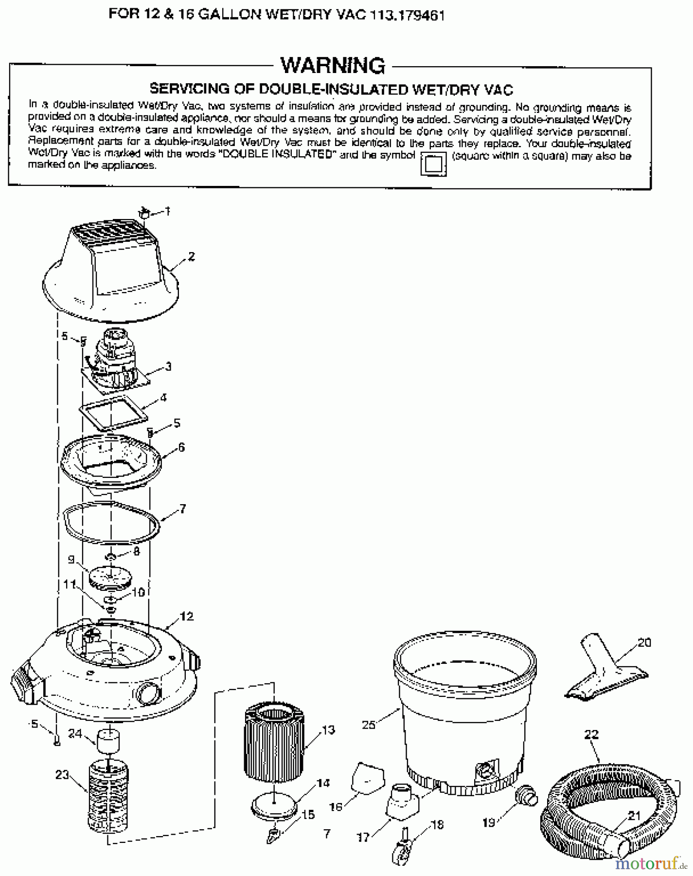 CRAFTSMAN Divers WET/DRY VAC 113.179461 Seite 1