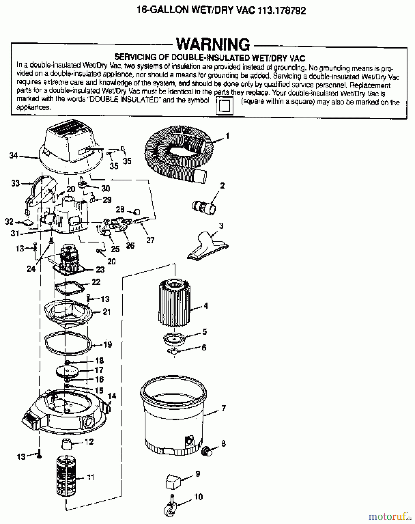 CRAFTSMAN Divers WET/DRY VAC 113.178792 Seite 1