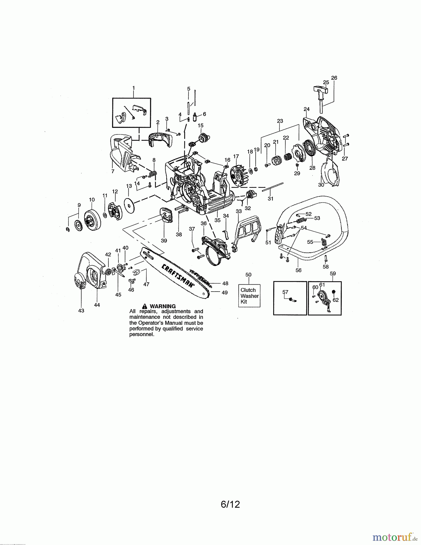 CRAFTSMAN Divers GAS CHAIN SAW 358.350992 Seite 1