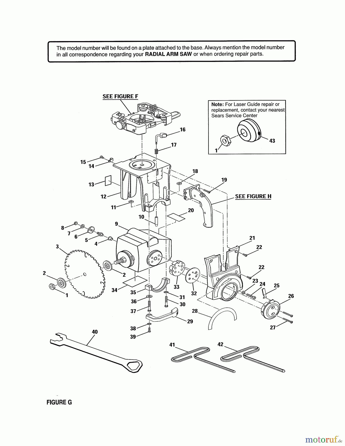 CRAFTSMAN Divers 10 RADIAL ARM SAW 315.220100 Seite 7