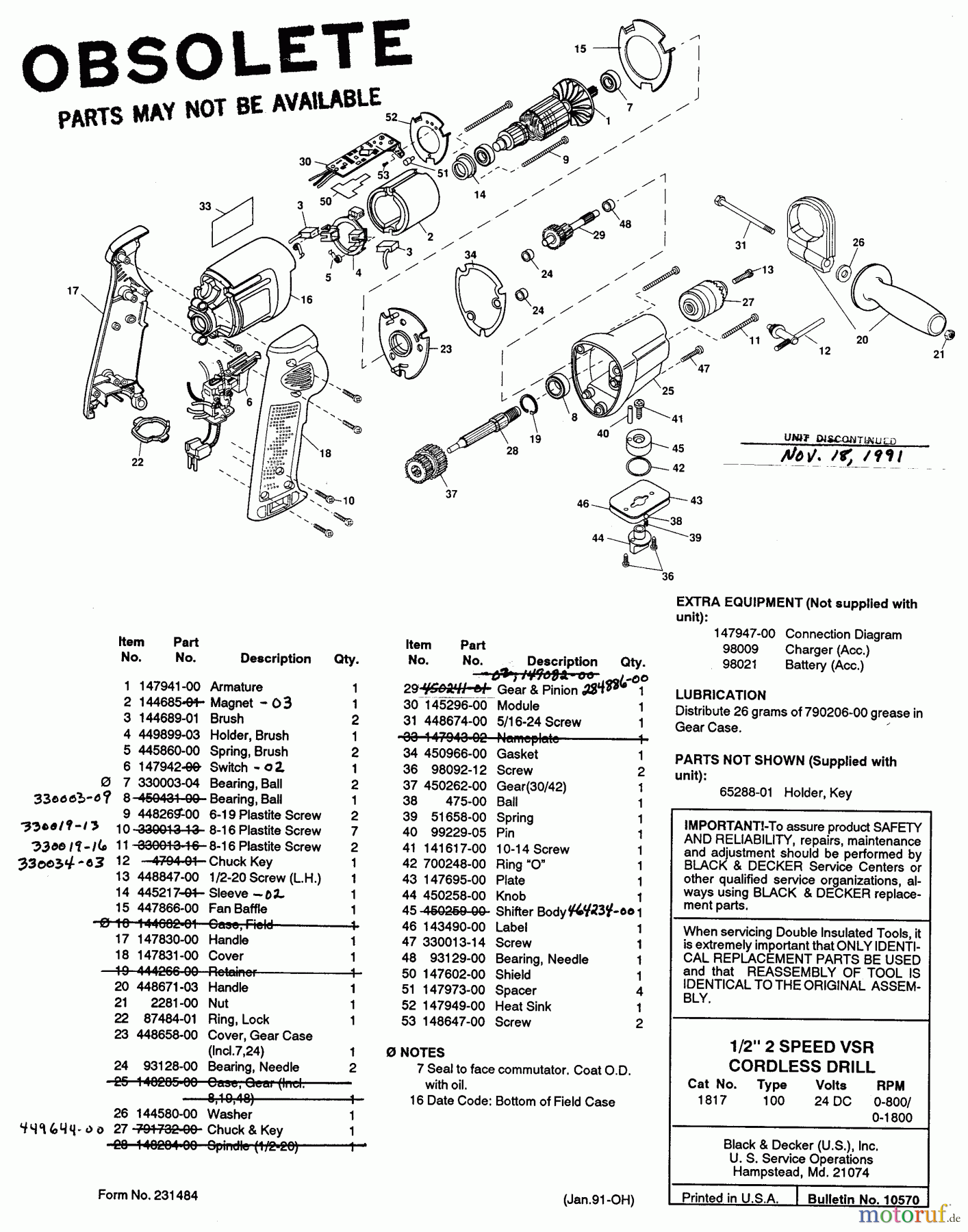 BLACK+DECKER INNENAUSSTATTUNG SCHRAUBENDREHER, KNARREN UND SCHRAUBENSCHLÜSSEL 1/2IN 2SPD 24V HOLGN 1817-SBD Seite 1