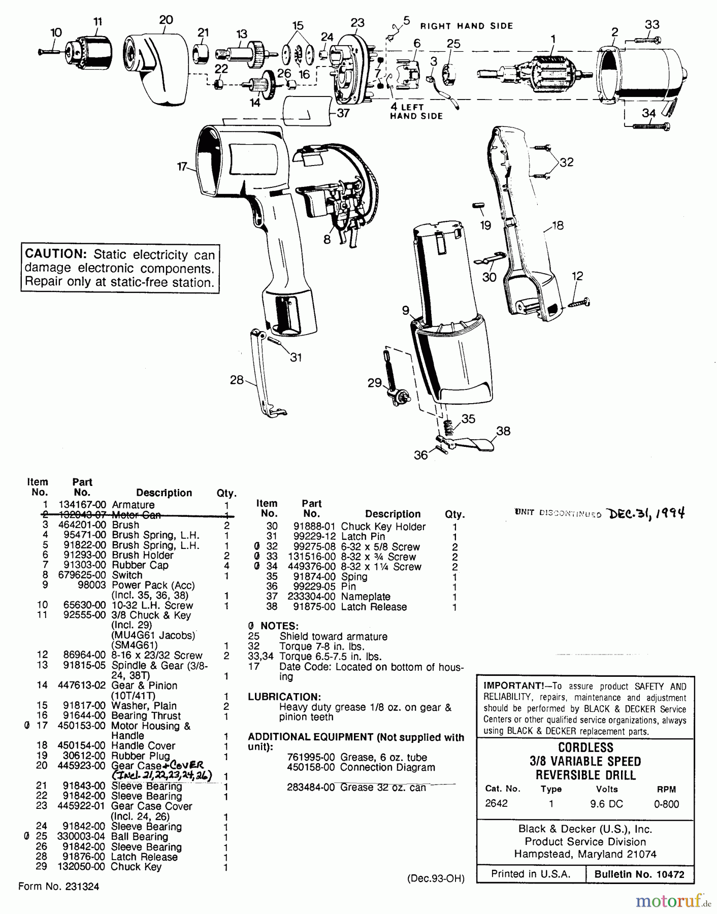  BLACK+DECKER INNENAUSSTATTUNG SCHRAUBENDREHER, KNARREN UND SCHRAUBENSCHLÜSSEL 3/8 CDLS. VSR DRILL 2642 Seite 1