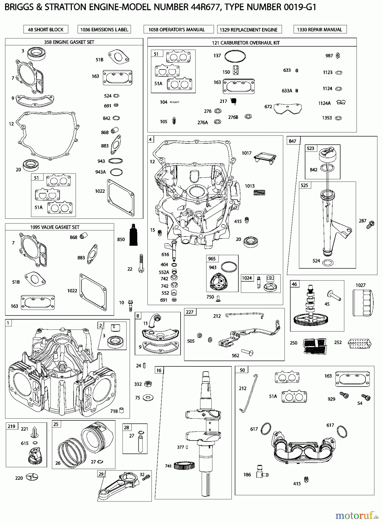 CRAFTSMAN Divers B&S ENGINE 44R677 Seite 1