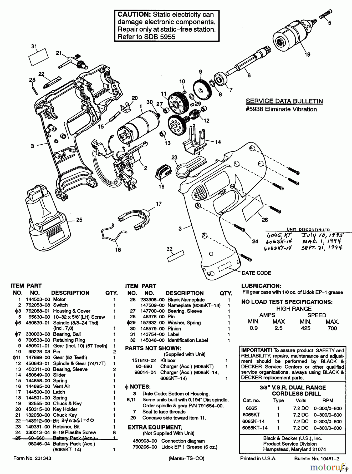 BLACK+DECKER INNENAUSSTATTUNG SCHRAUBENDREHER, KNARREN UND SCHRAUBENSCHLÜSSEL 7.2V DRILL 6065K Seite 1