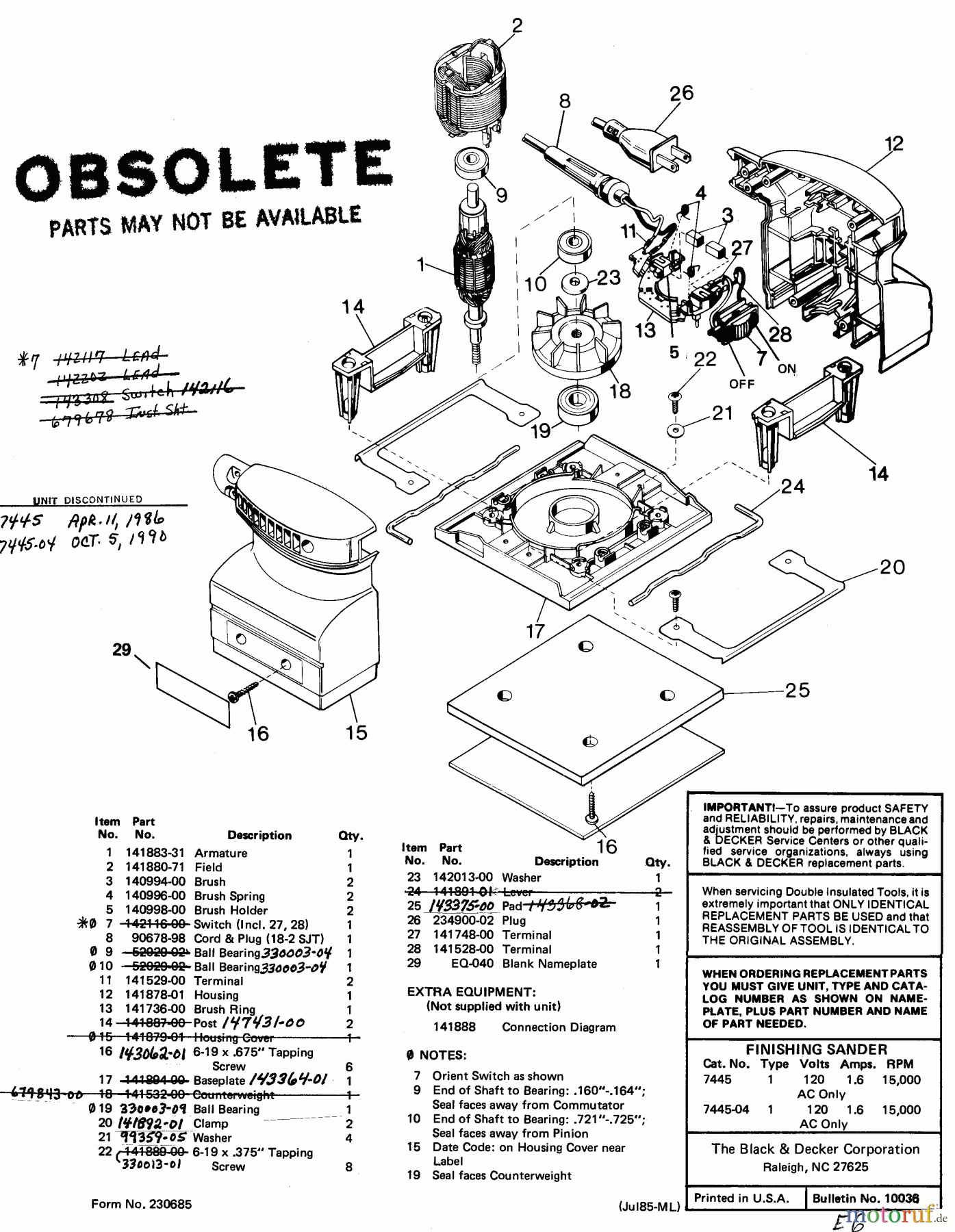  BLACK+DECKER INNENAUSSTATTUNG ABSCHLEIFGERÄT SCHLEIFER G-7445 Seite 1