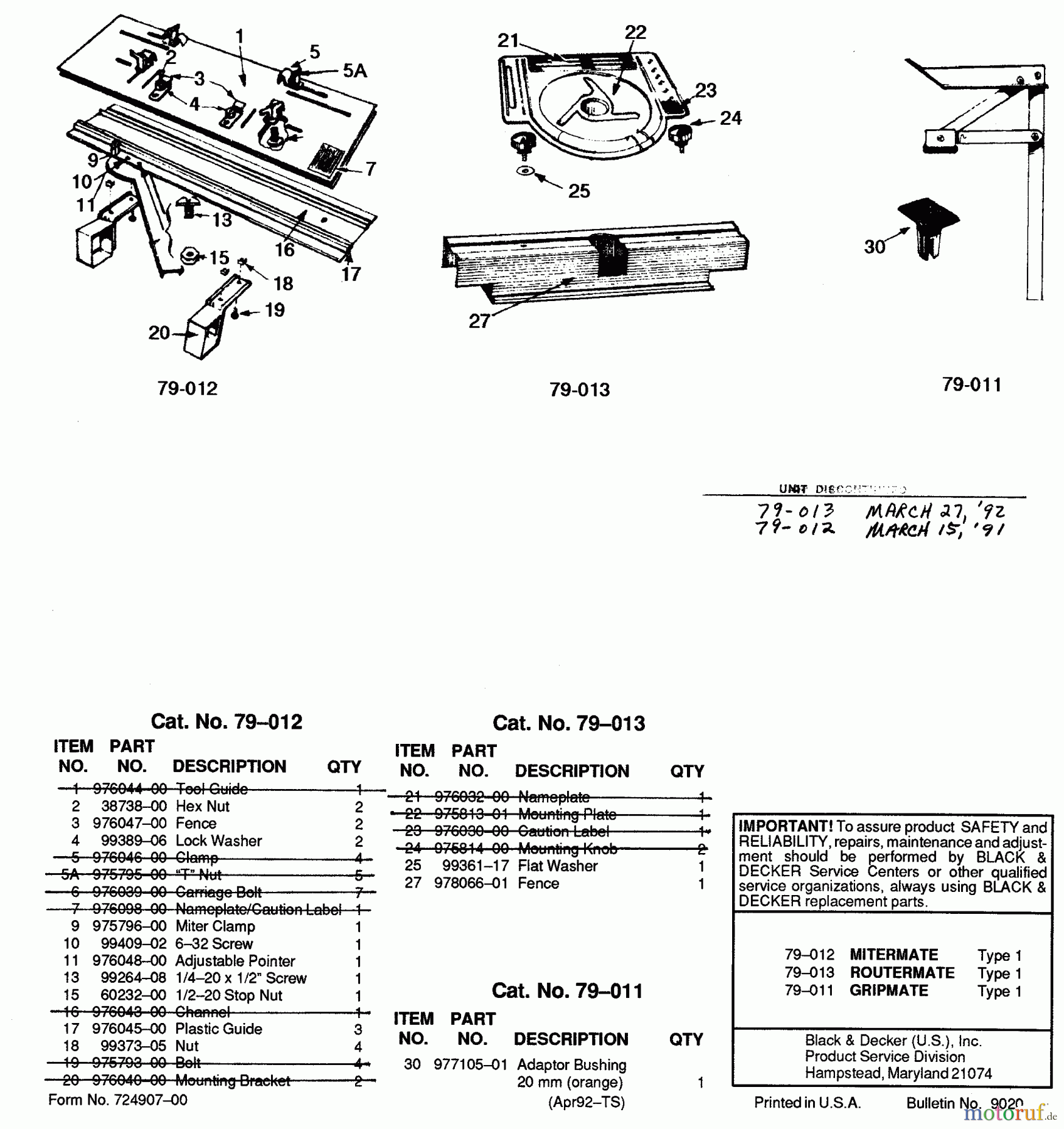  BLACK+DECKER INNENAUSSTATTUNG WERKBANK, SCHRAUBSTOCK, JOBBER, LEITERN MITREMATE G-79-012 Seite 1