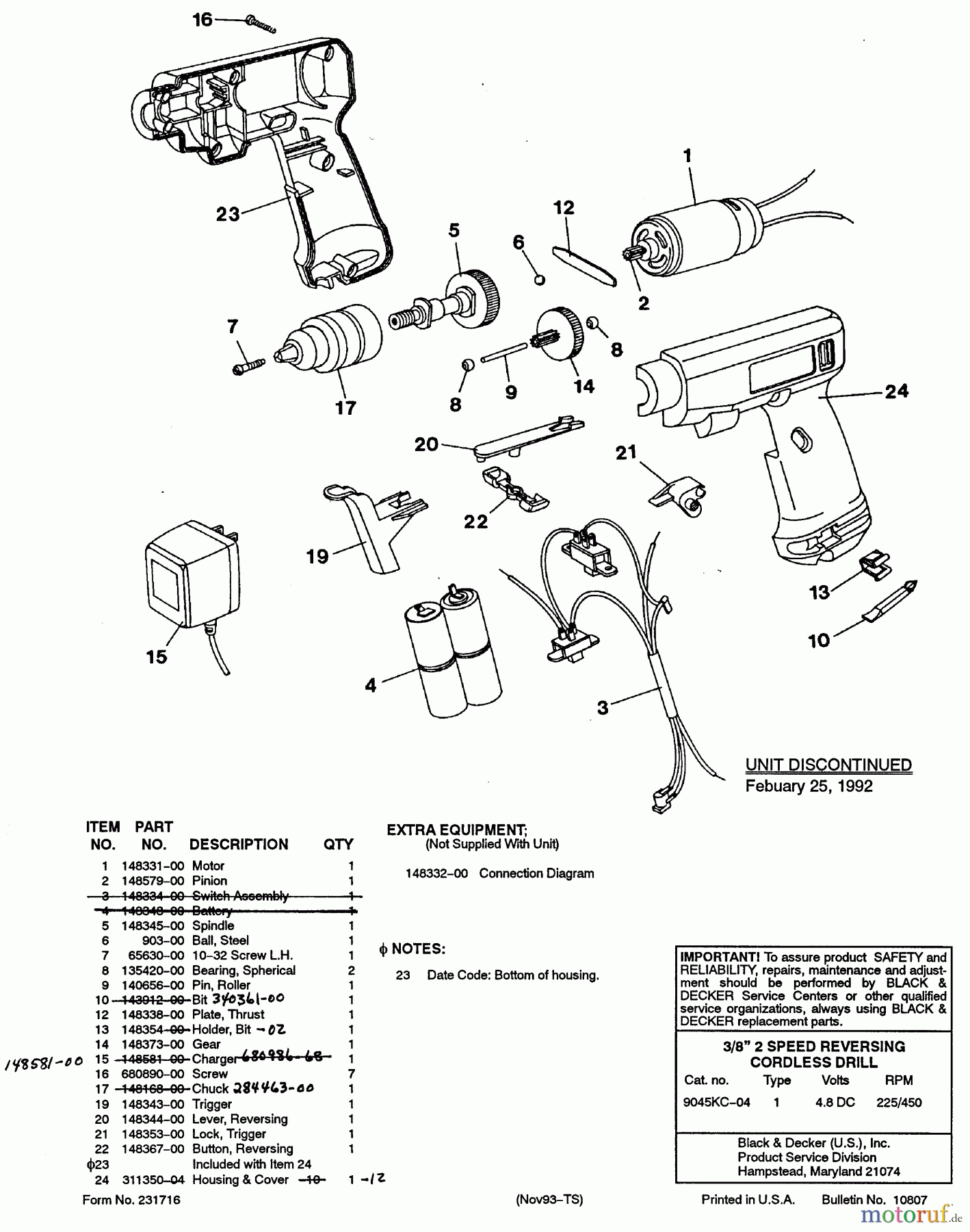 BLACK+DECKER INNENAUSSTATTUNG BOHRER 3/8 DRILL,KEYLESS CANADA 9049KC-04 Seite 1