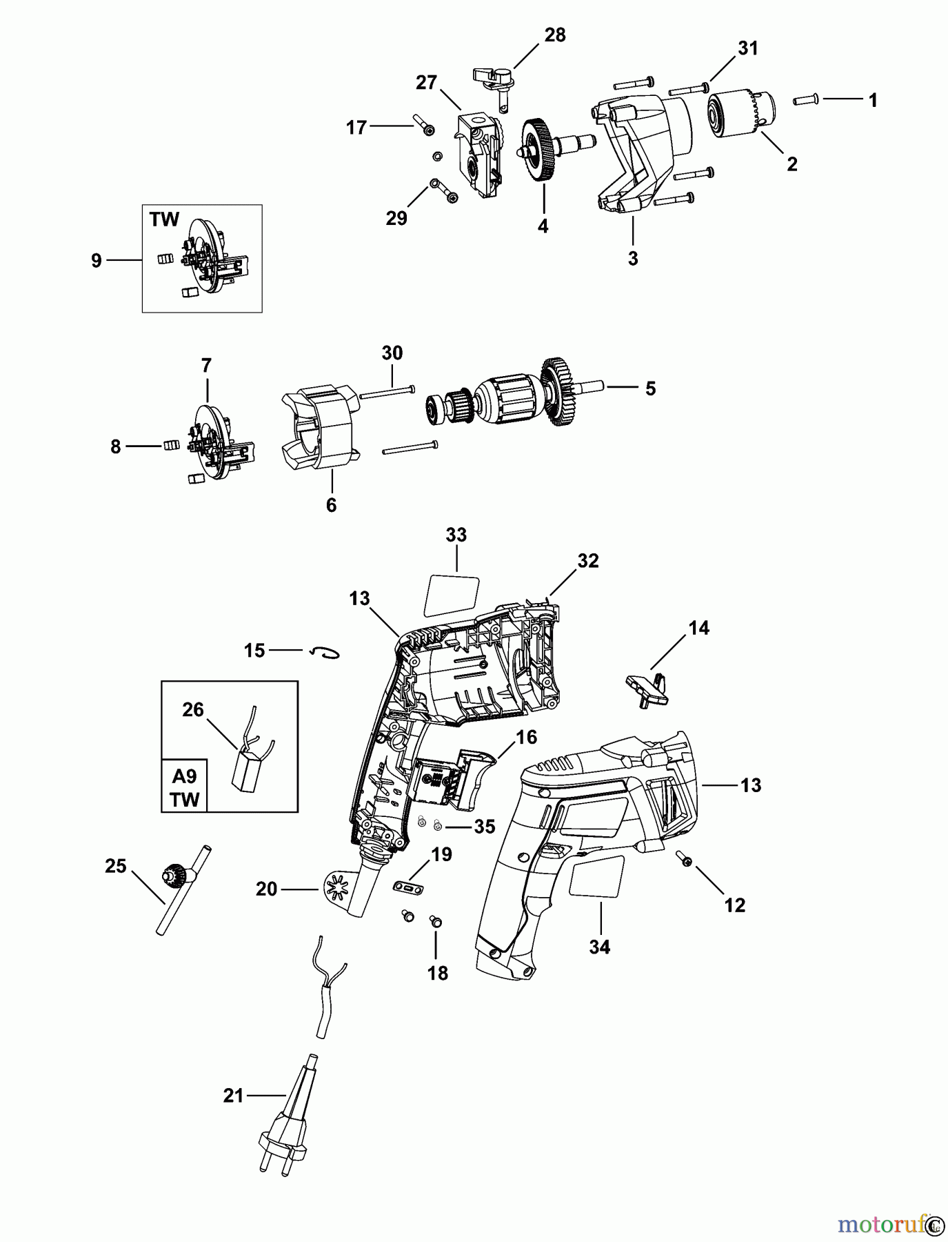 BLACK+DECKER INNENAUSSTATTUNG BOHRER BOHRER KTD13RE Seite 1