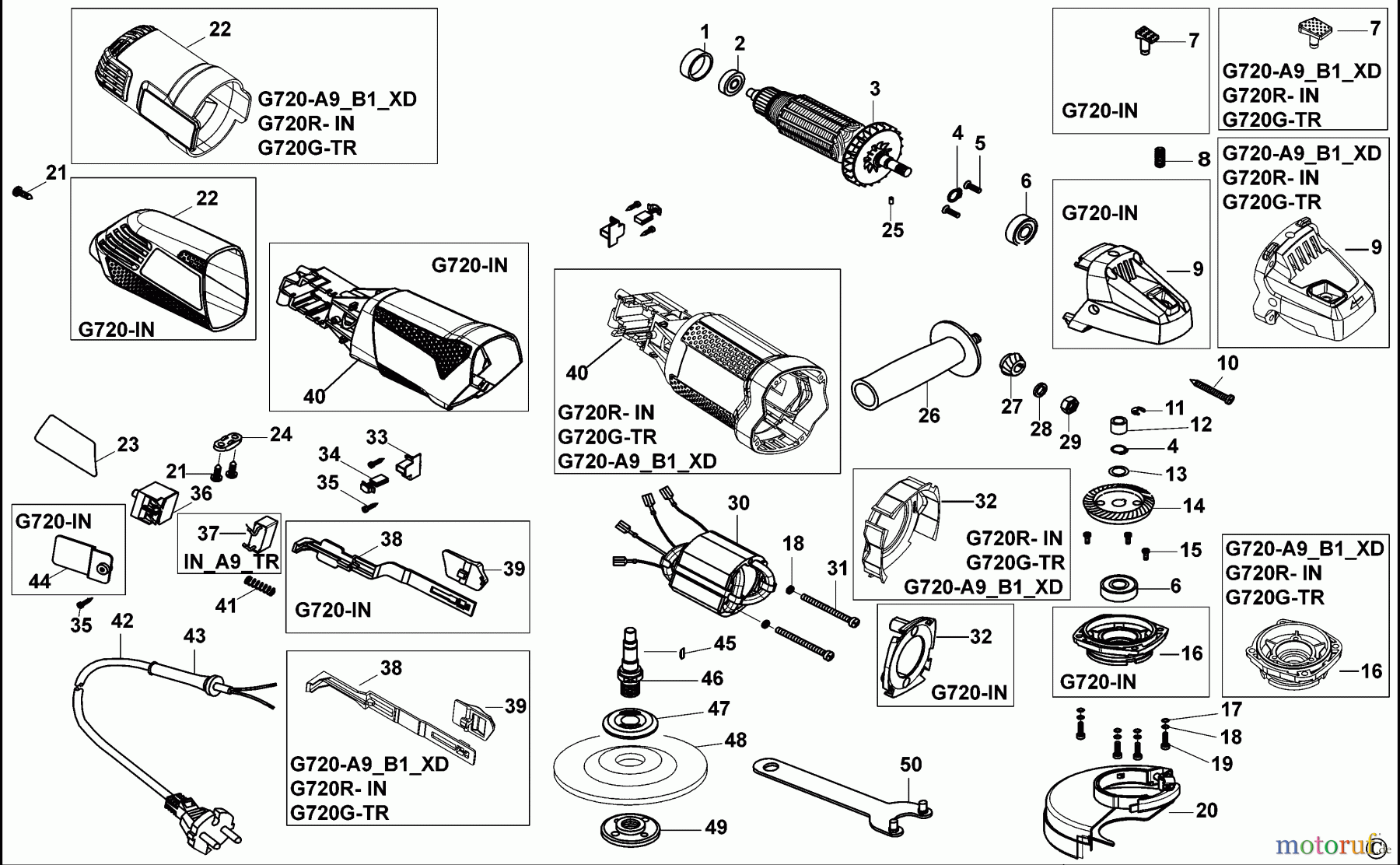 BLACK+DECKER PROFESSIONELL SCHLEIFMASCHINEN, POLIERMASCHINEN UND EINFÄDLER KLEINER WINKELSCHLEIFER G720R Seite 1