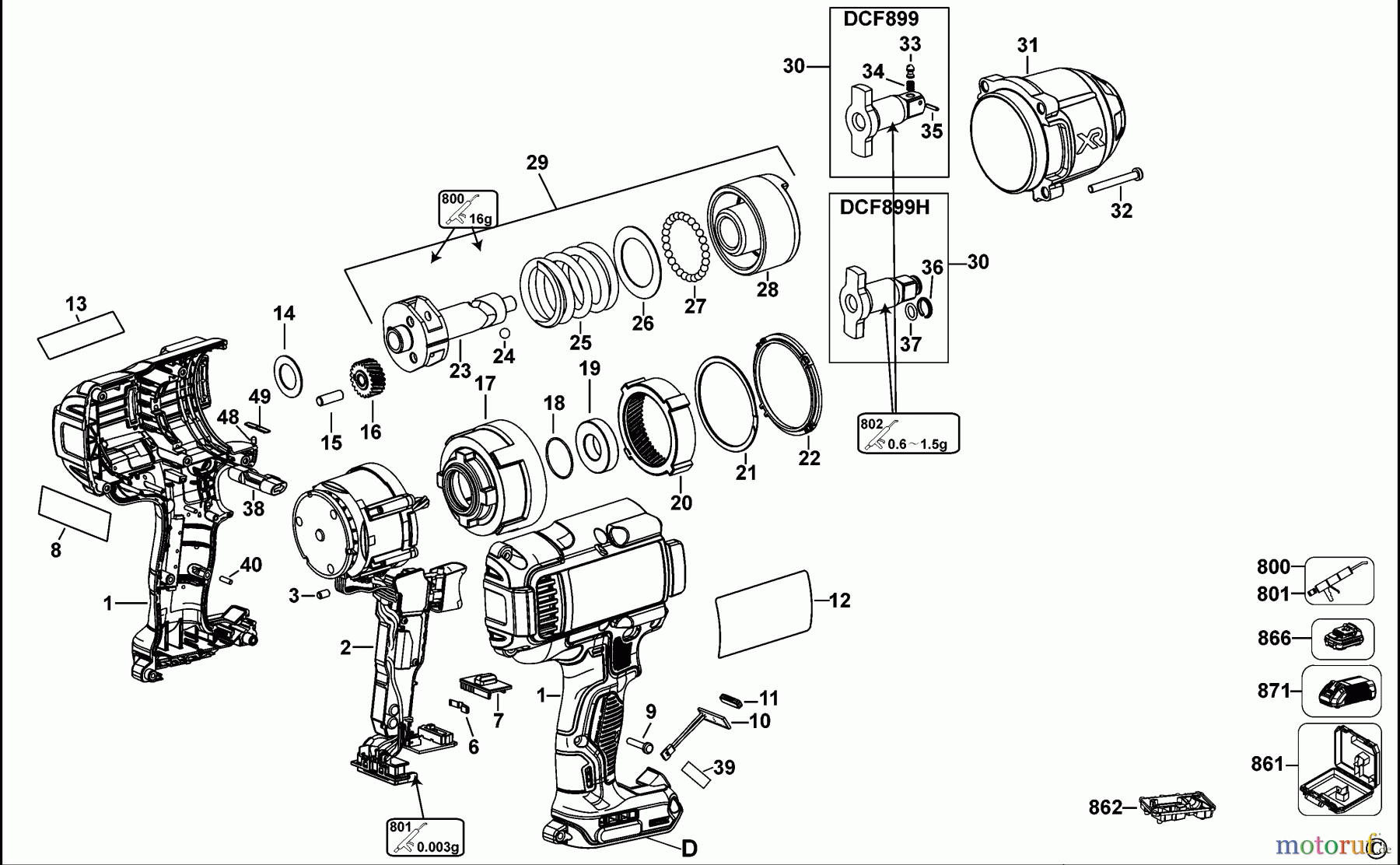 DEWALT SCHRAUBER Schlagschrauber SCHLAGSCHRAUBENSCHL. DCF899 Seite 1