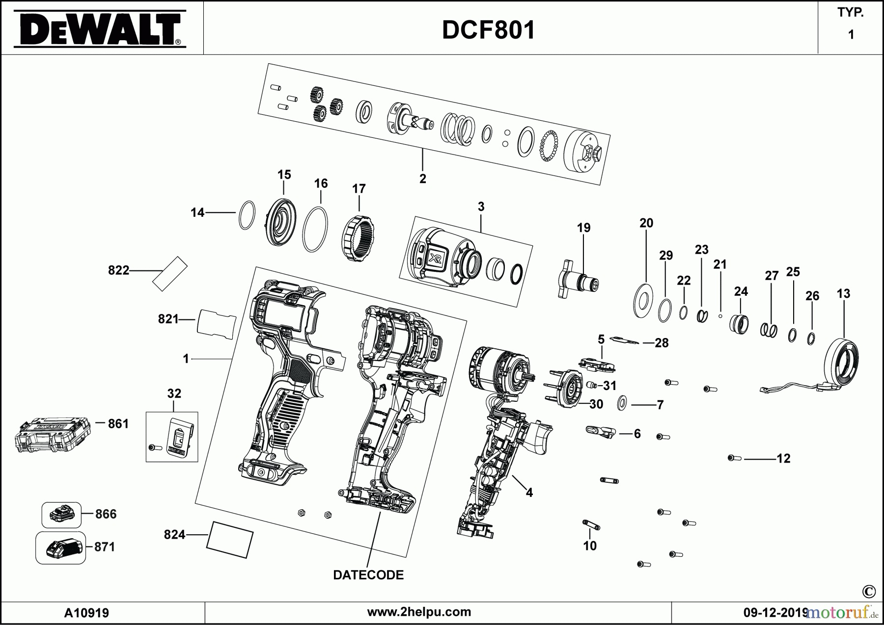  DEWALT SCHRAUBER Schlagschrauber SCHLAGSCHRAUBER DCF801C2 Seite 1
