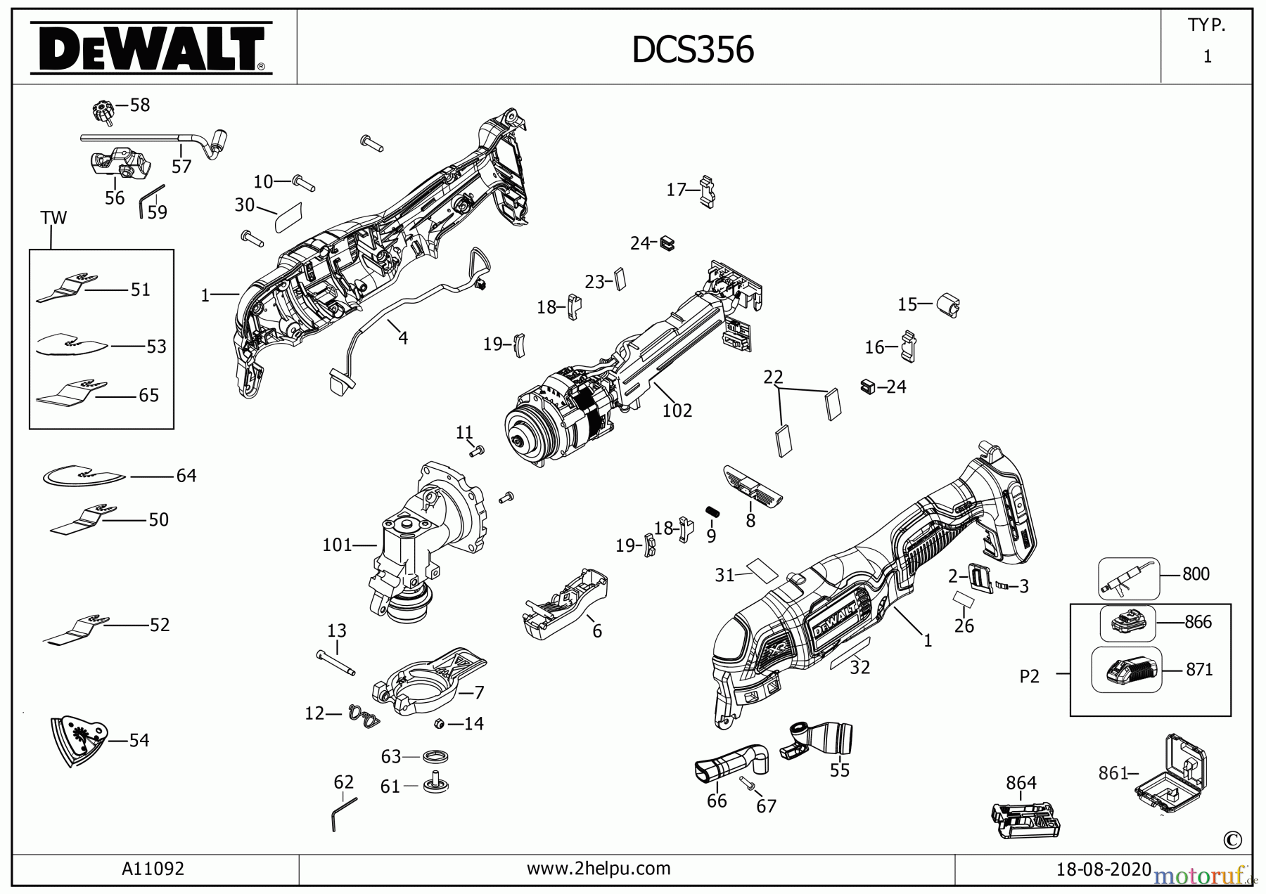 DEWALT SCHNURLOS-SONSTIGES MULTITOOL DCS356P2 Seite 2
