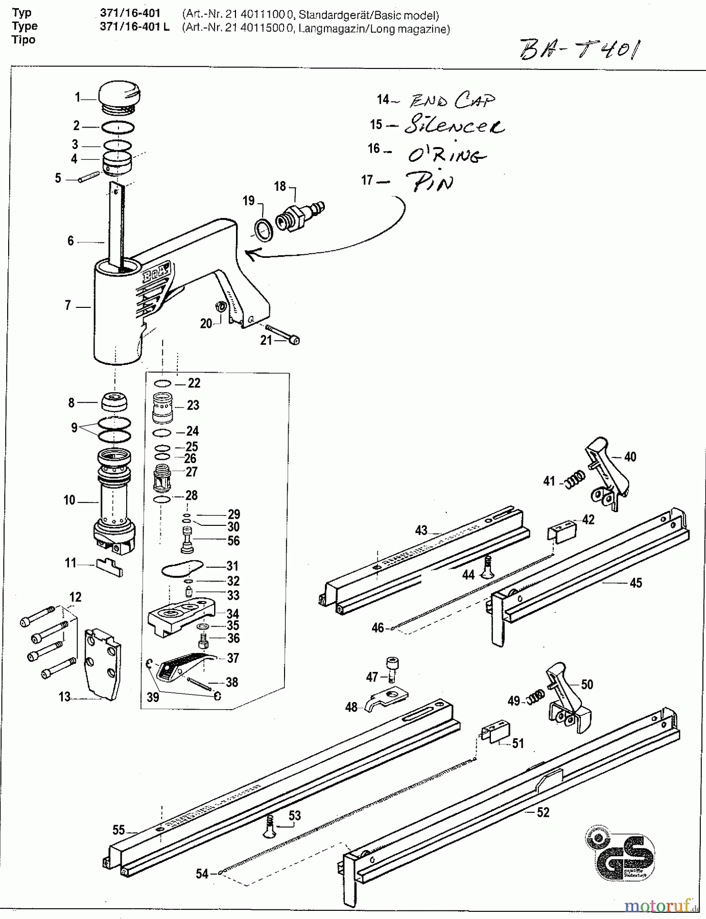 BOSTITCH ACCESSORIES DRUCKLUFTKLAMMER AGRAFEUSE 371/16-401 Seite 1