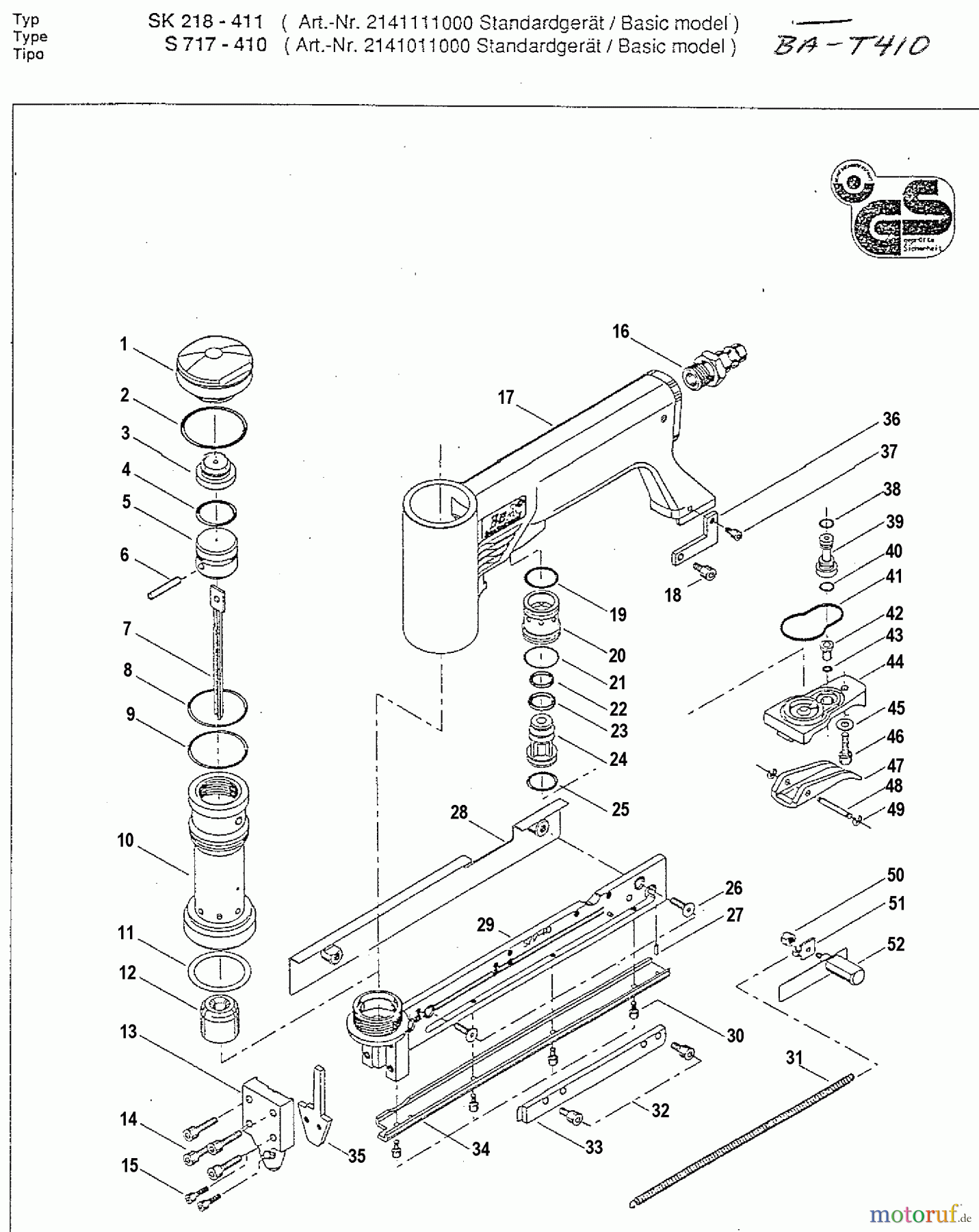 BOSTITCH ACCESSORIES DRUCKLUFTKLAMMER AGRAFEUSE S 717-410 Seite 1