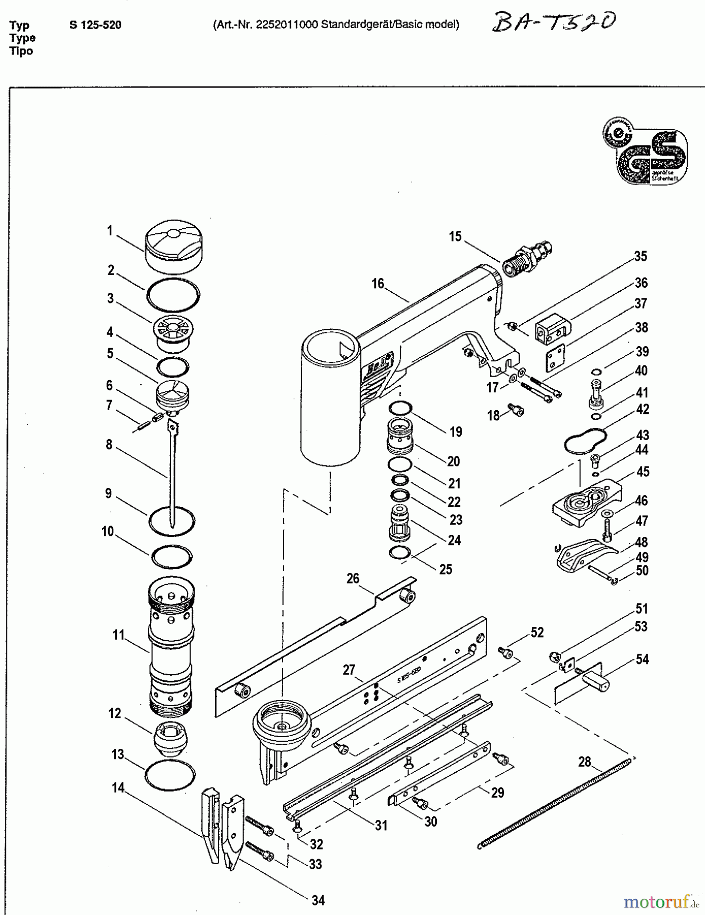 BOSTITCH ACCESSORIES DRUCKLUFTKLAMMER AGRAFEUSE S 125-520 Seite 1