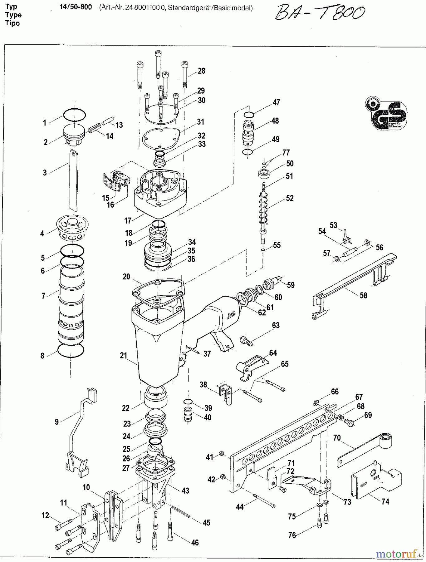  BOSTITCH ACCESSORIES DRUCKLUFTKLAMMER AGRAFEUSE 14/50-800 Seite 1