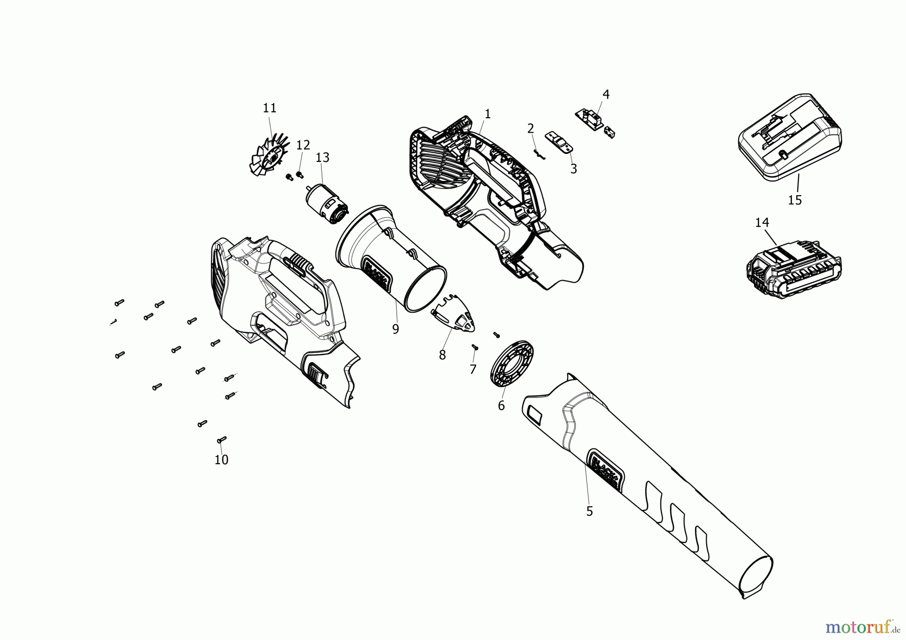  BLACK+DECKER AUSSERHALB RASENMÄHER, HÄCKSLER UND KEHRMASCHINEN GEBLÄSE BCBL200D1 Seite 1