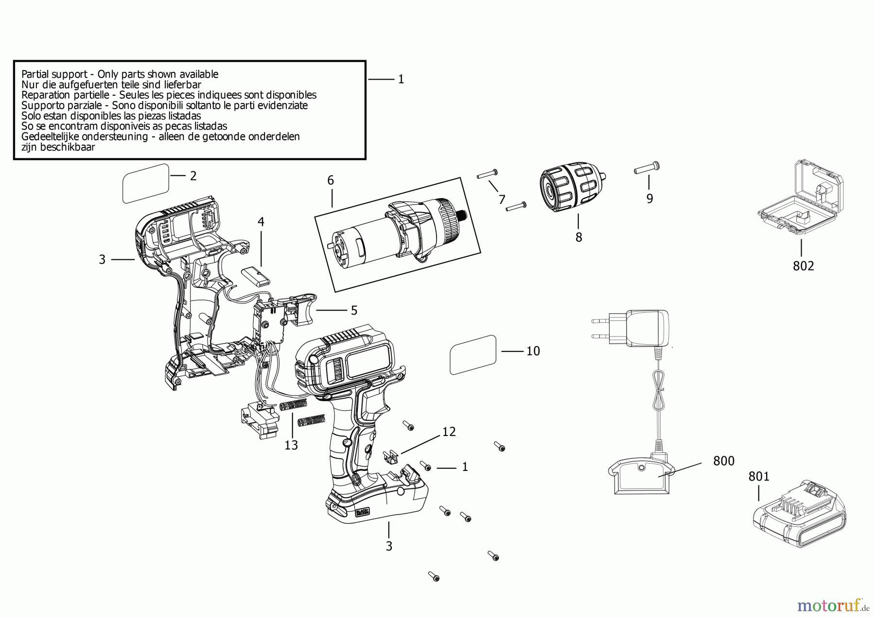  BLACK+DECKER INNENAUSSTATTUNG BOHRER AKKU SCHRAUBER BCD001C2TA Seite 1