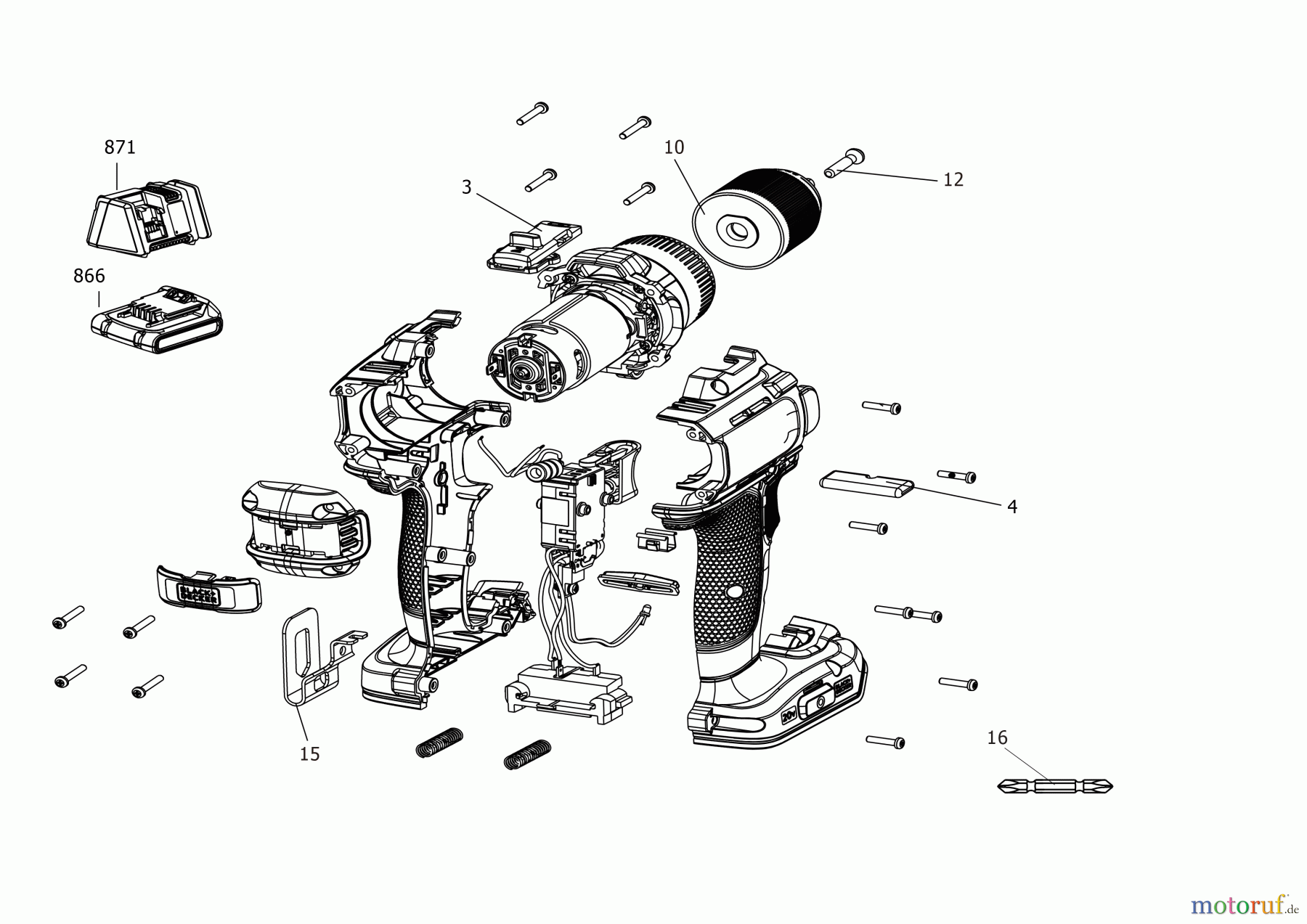 BLACK+DECKER INNENAUSSTATTUNG BOHRER AKKU SCHRAUBER BCD382DS1 Seite 1