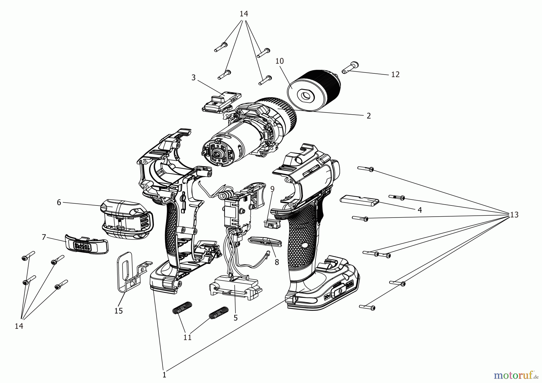 BLACK+DECKER INNENAUSSTATTUNG BOHRER AKKU-BOHRMASCHINE BCD382XN Seite 1