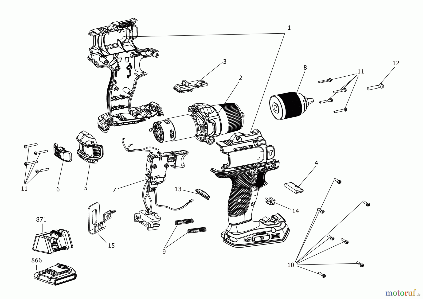  BLACK+DECKER INNENAUSSTATTUNG BOHRER AKKU-BOHRMASCHINE BCD383D1XC Seite 1