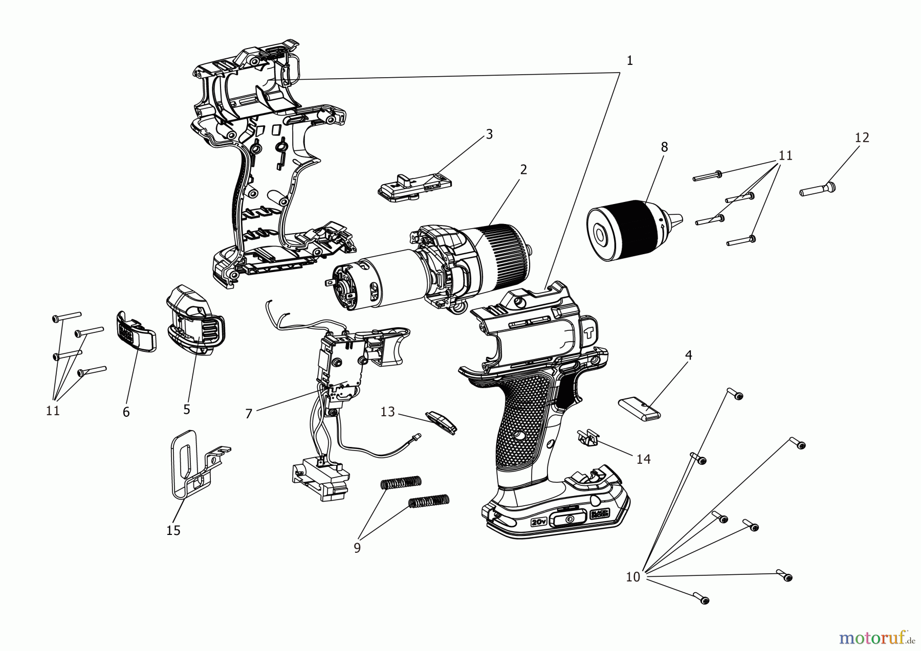 BLACK+DECKER INNENAUSSTATTUNG BOHRER AKKU-BOHRMASCHINE BCD383XN Seite 1