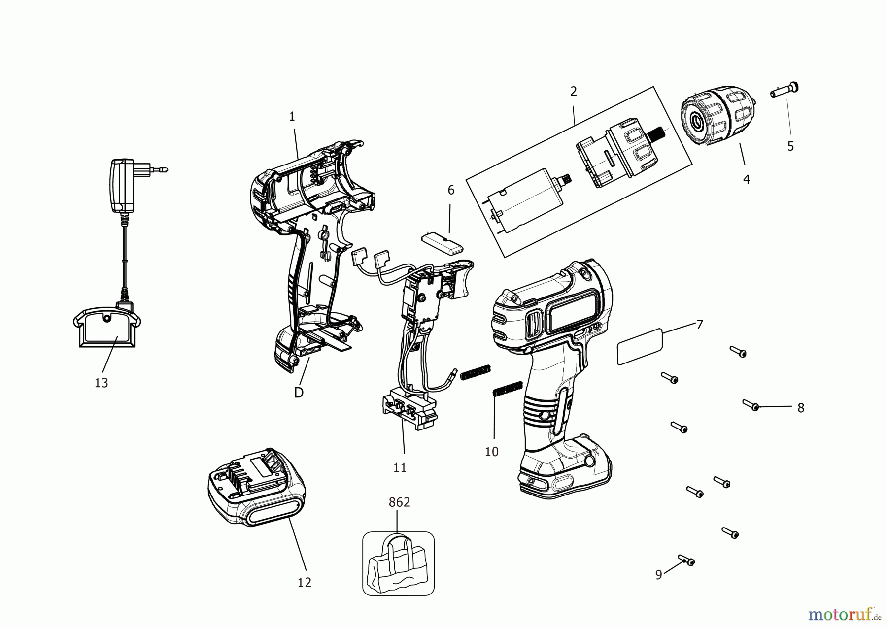  BLACK+DECKER INNENAUSSTATTUNG BOHRER AKKU-BOHRMASCHINE BDCDD12PK Seite 1