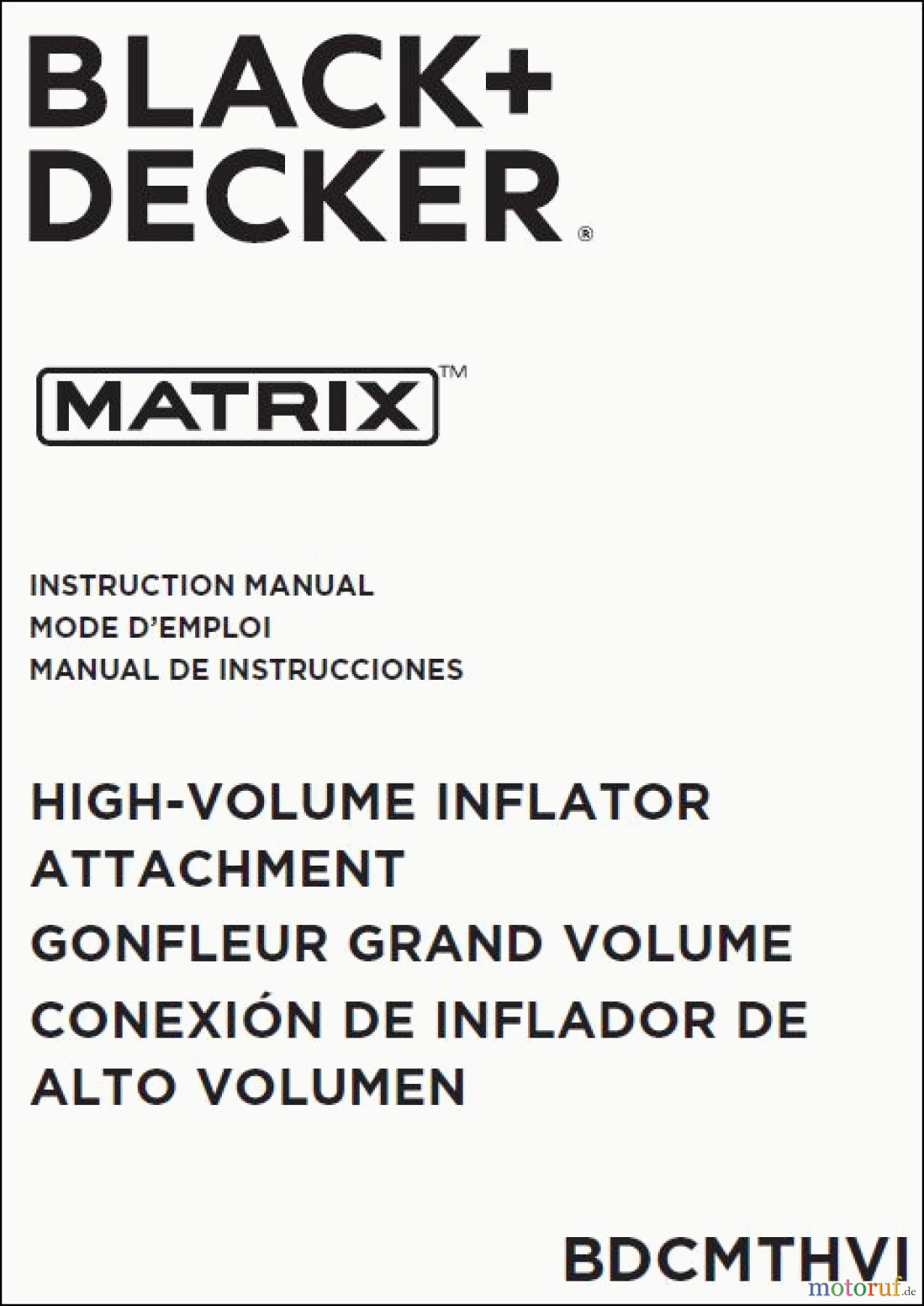 BLACK+DECKER AUSSERHALB HOCHDRUCKREINIGER, PUMPEN, KOMPRESSOREN, GENERATOREN LUFTPUMPE BDCMTHVI Seite 1