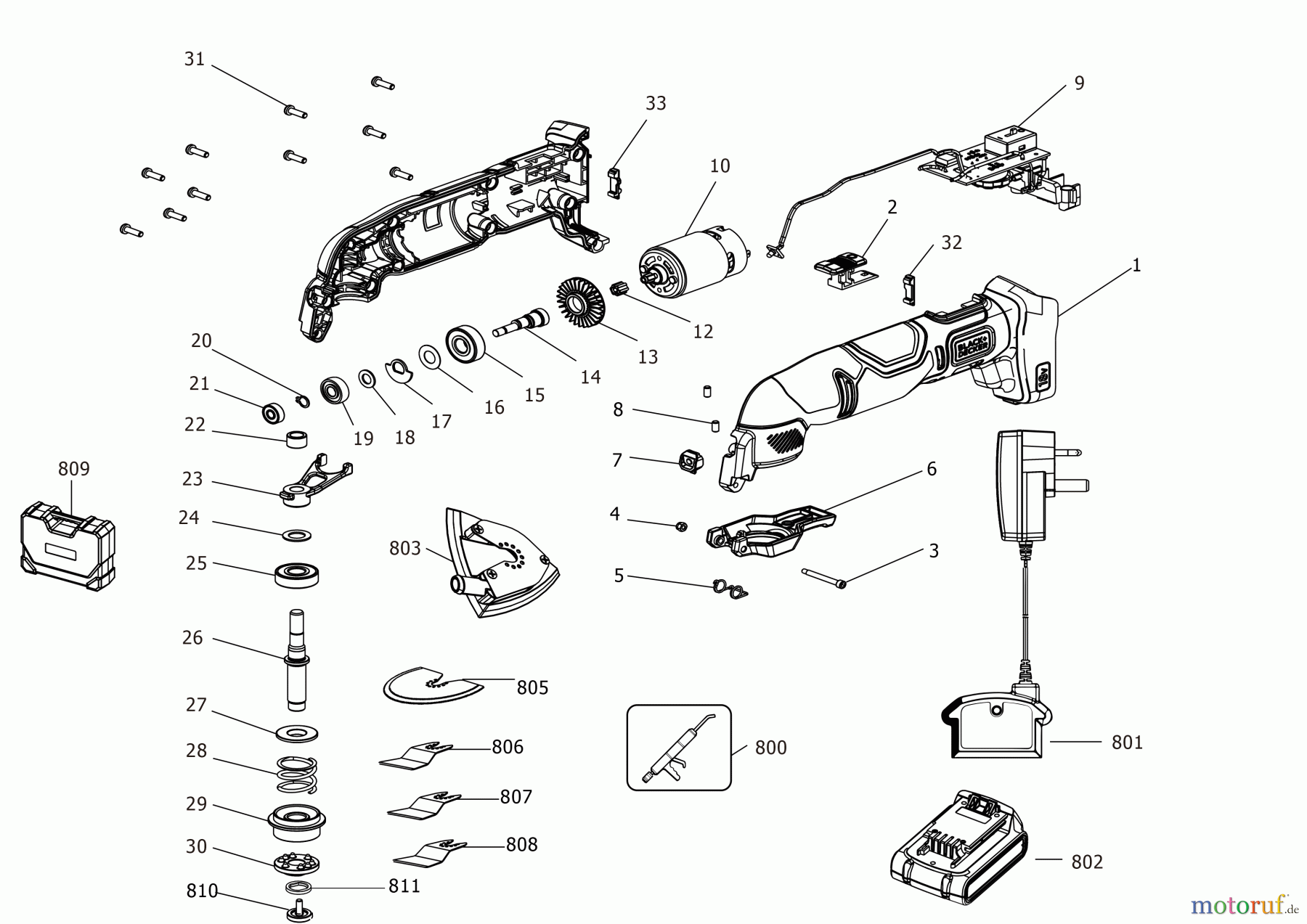 BLACK+DECKER INNENAUSSTATTUNG SÄGE MULTIFUNKTIONSWERKZEUG BDCOS18D1K Seite 1