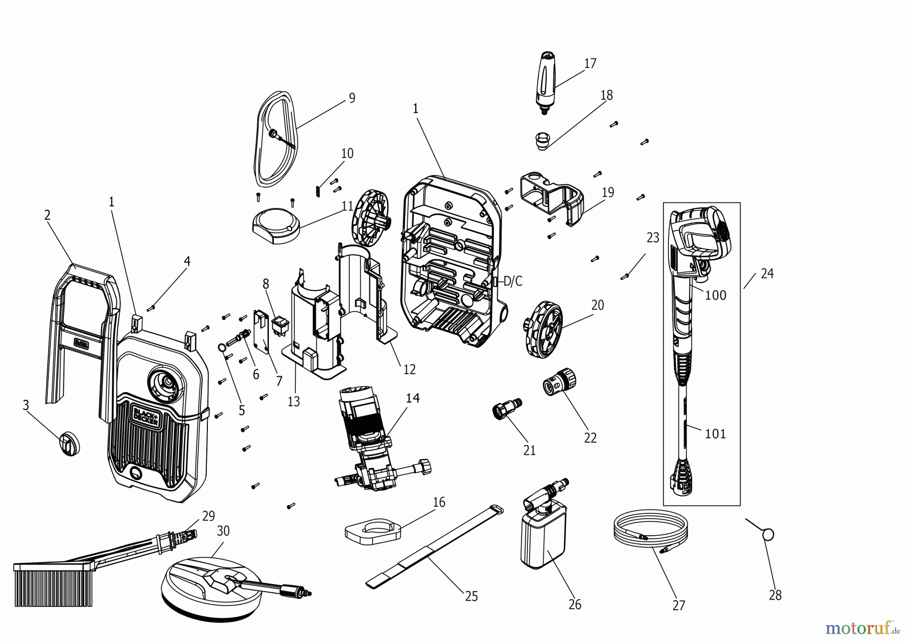 BLACK+DECKER AUSSERHALB HOCHDRUCKREINIGER, PUMPEN, KOMPRESSOREN, GENERATOREN HOCHDRUCKREINIGER BEPW1300LKI Seite 1