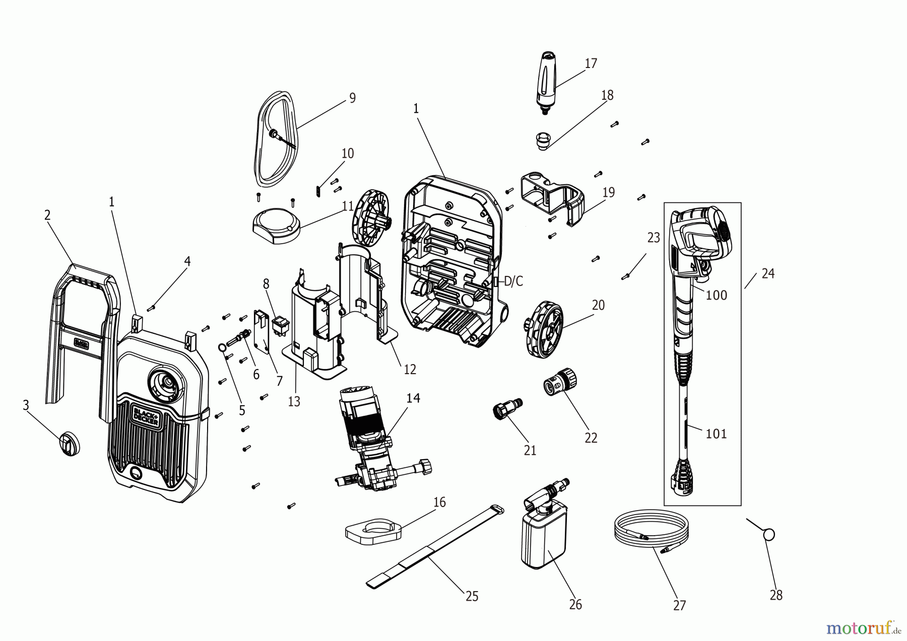 BLACK+DECKER AUSSERHALB HOCHDRUCKREINIGER, PUMPEN, KOMPRESSOREN, GENERATOREN HOCHDRUCKREINIGER BEPW1300LPA Seite 1