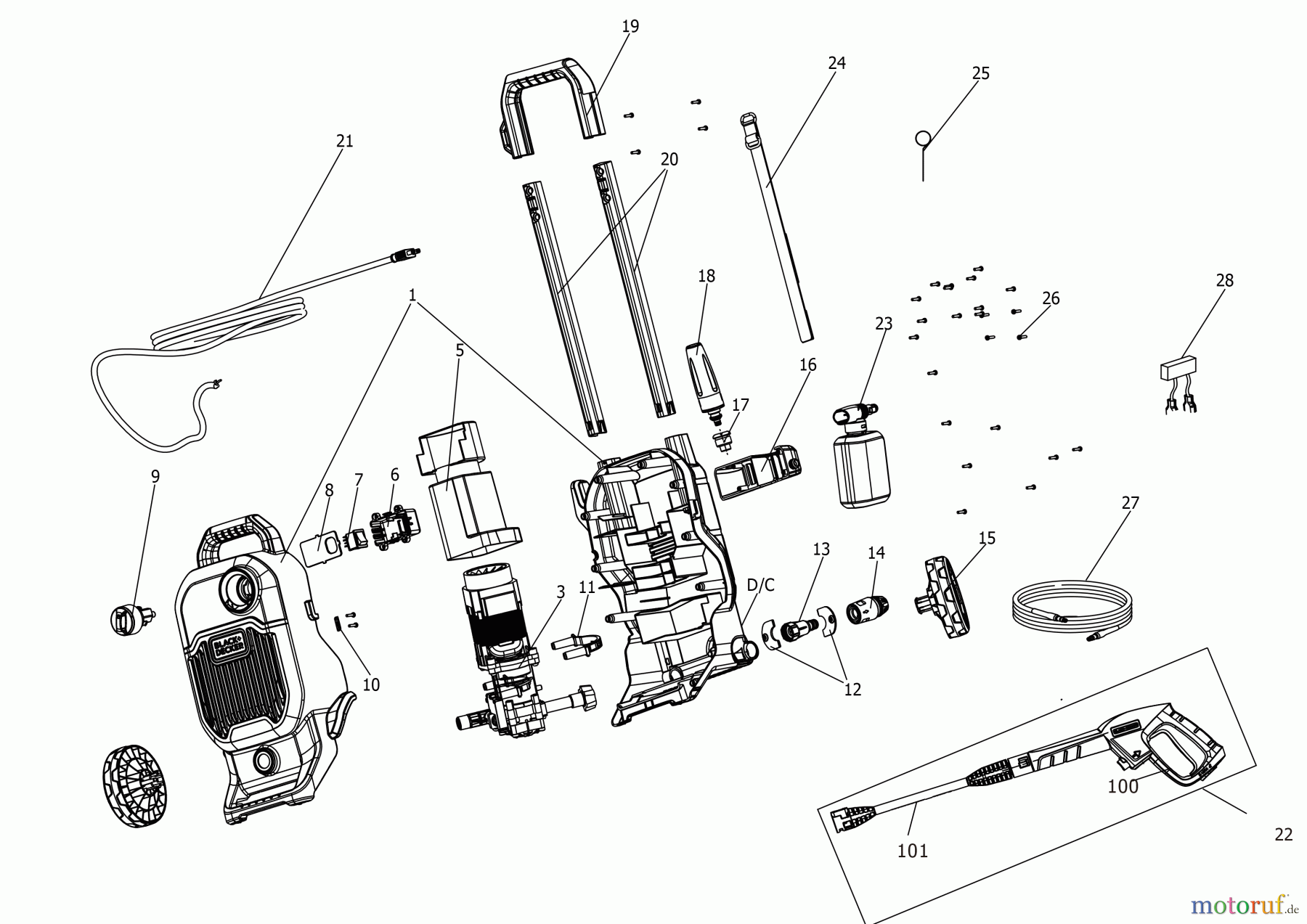 BLACK+DECKER AUSSERHALB HOCHDRUCKREINIGER, PUMPEN, KOMPRESSOREN, GENERATOREN HOCHDRUCKREINIGER BEPW1700KIT Seite 1