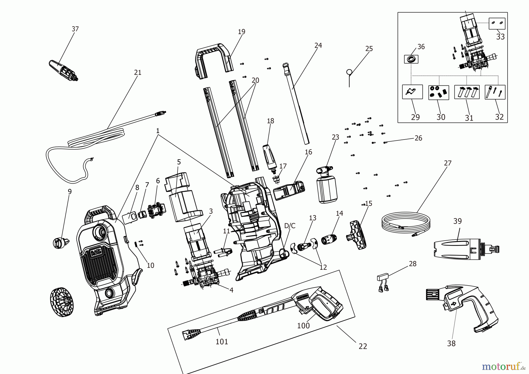  BLACK+DECKER AUSSERHALB HOCHDRUCKREINIGER, PUMPEN, KOMPRESSOREN, GENERATOREN HOCHDRUCKREINIGER BEPW1800TTH Seite 1