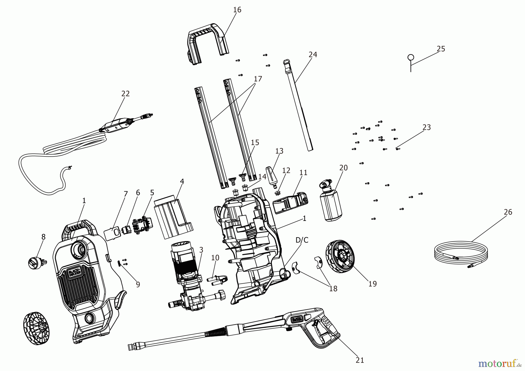 BLACK+DECKER AUSSERHALB HOCHDRUCKREINIGER, PUMPEN, KOMPRESSOREN, GENERATOREN HOCHDRUCKREINIGER BEPW1850 Seite 1