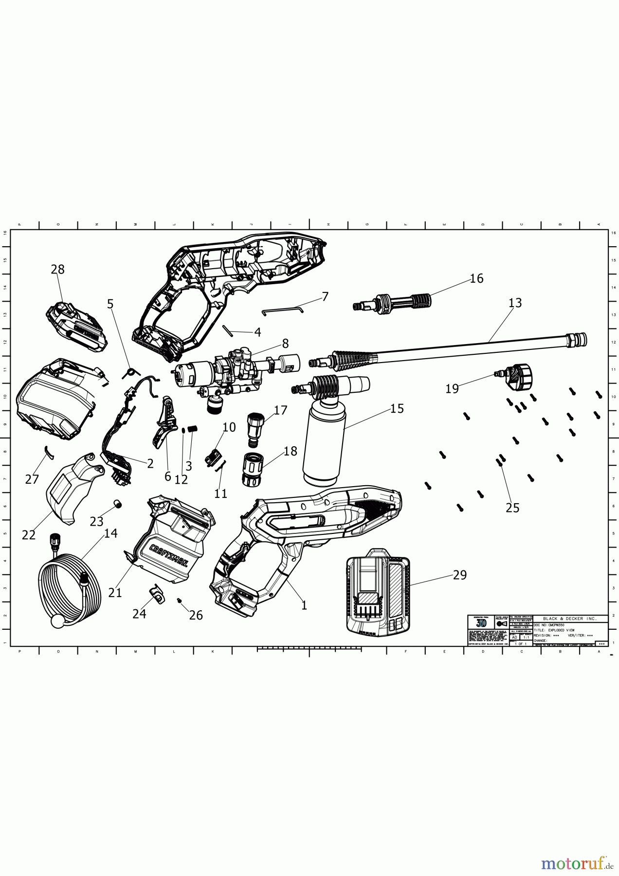 CRAFTSMAN CORDLESS OUTDOOR HOCHDRUCKREINIGER CMCPW350D1R Seite 1