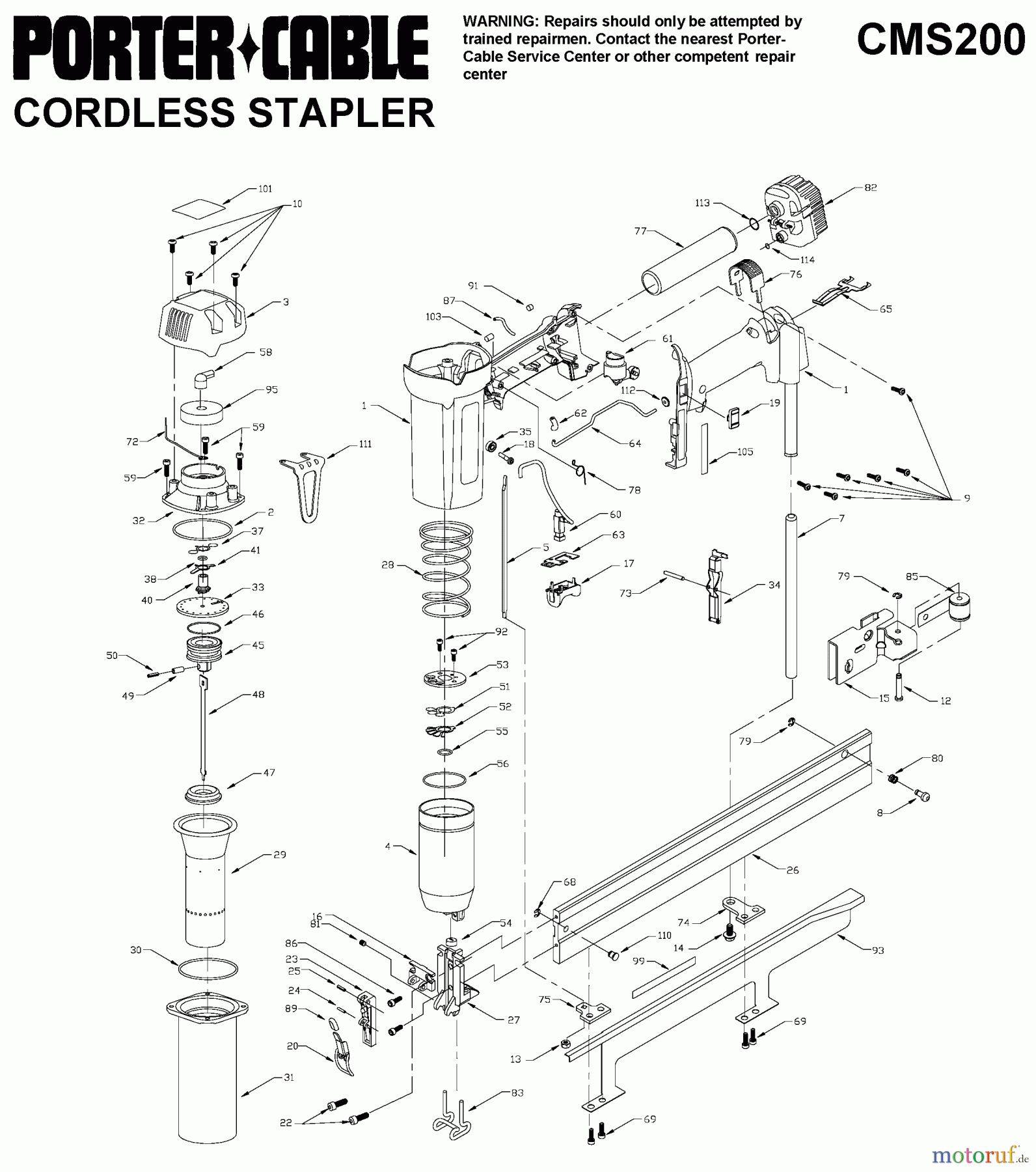  PORTER CABLE Divers BAMMER MED CRN STAPL CMS200 Seite 1