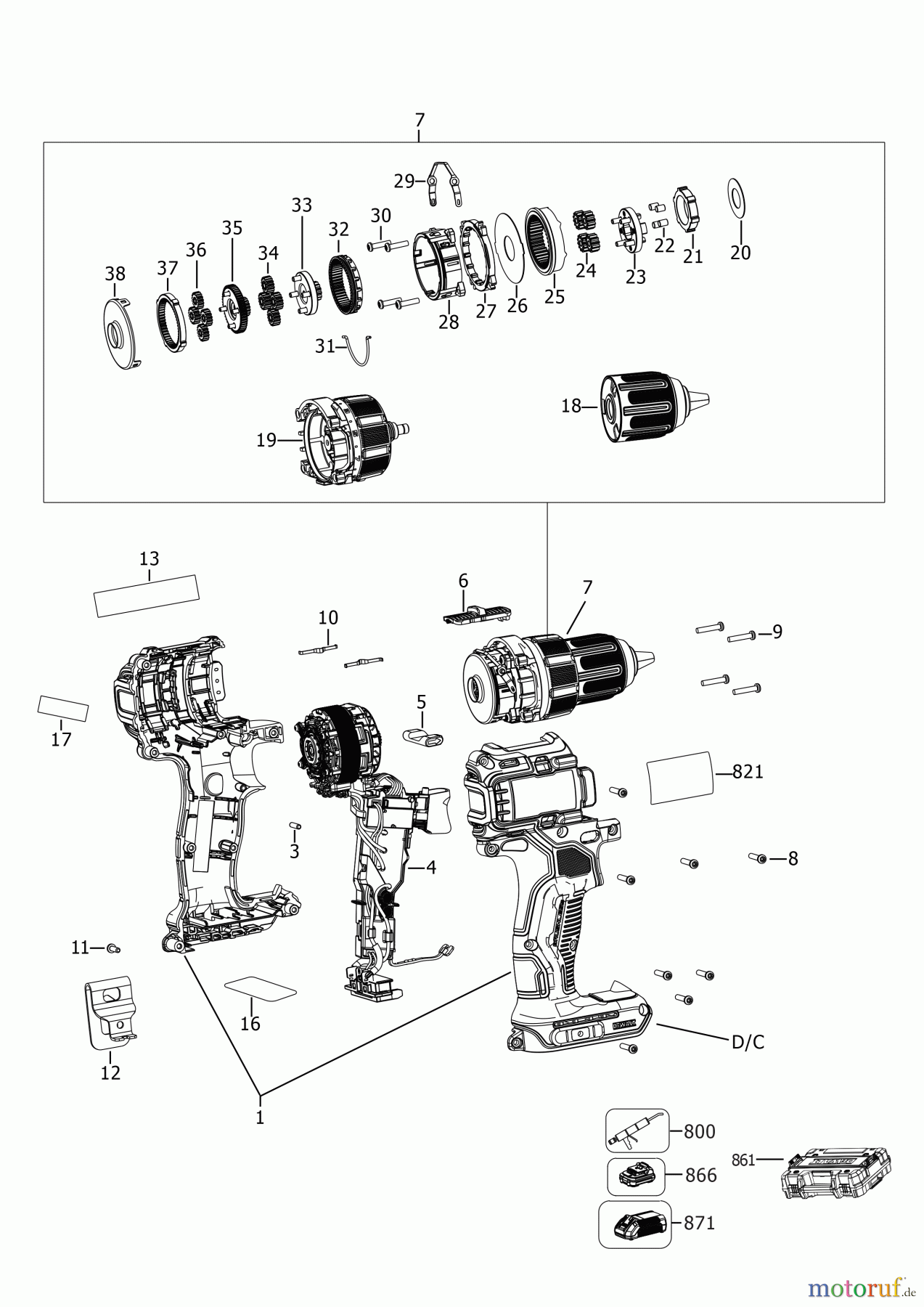  DEWALT AKKUBOHRER DRILLS, 20V AKKU-BOHRMASCHINE DCD708E2T Seite 1