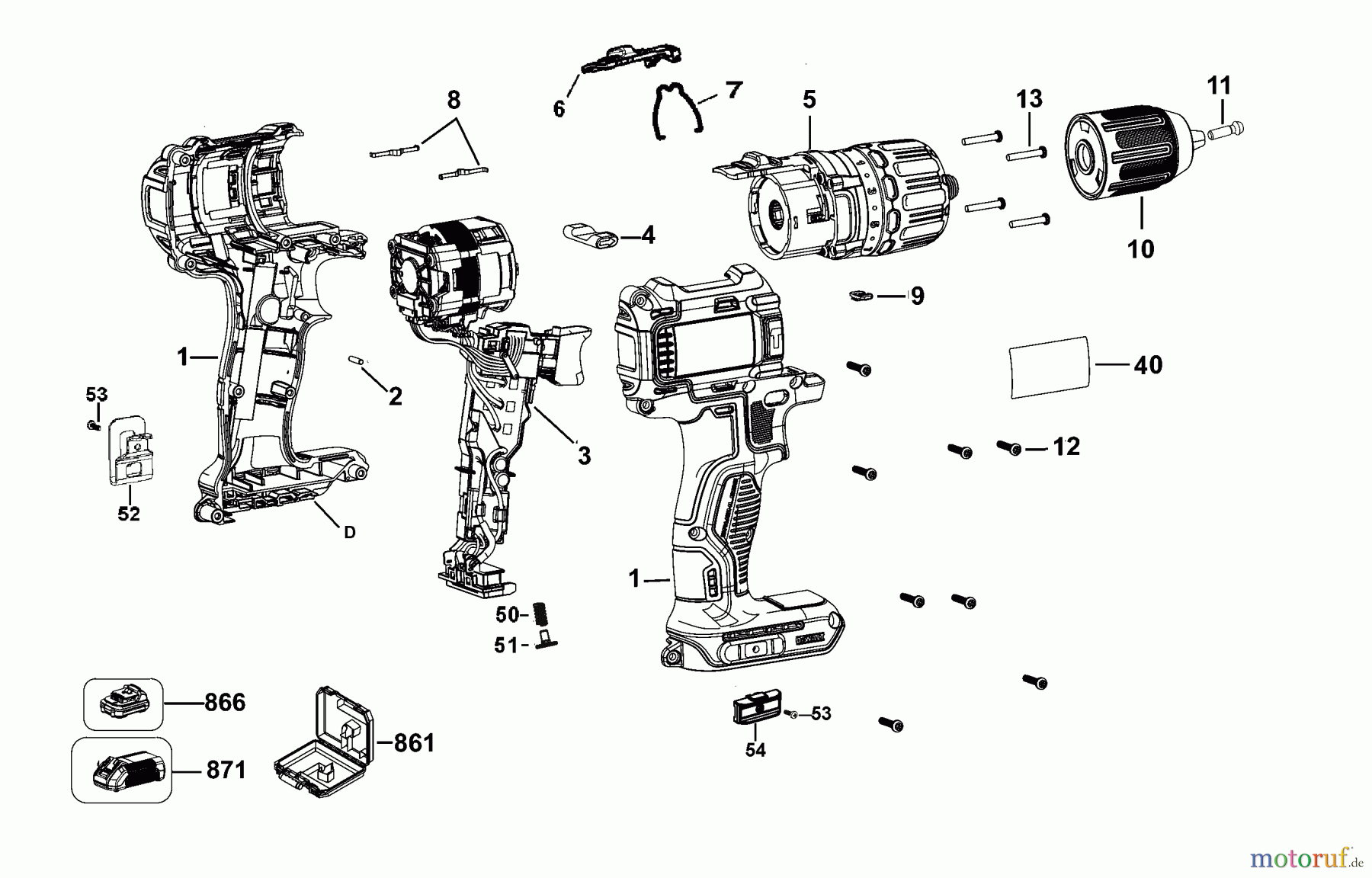 DEWALT AKKUBOHRER DRILLS, 20V AKKU SCHRAUBER DCD7781B Seite 1