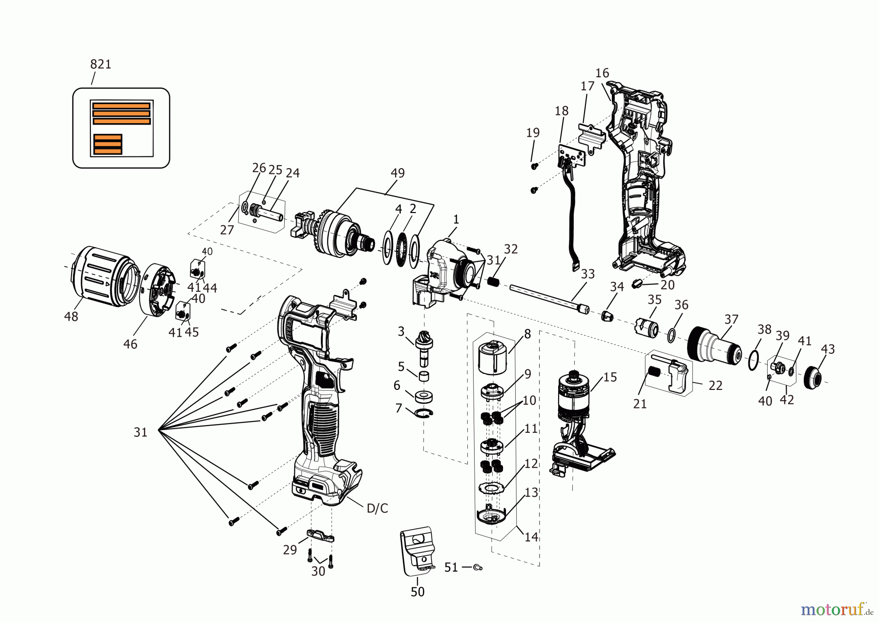 DEWALT BEFESTIGUNG PULVER AKTIVIERT NIETER DCF414B Seite 1