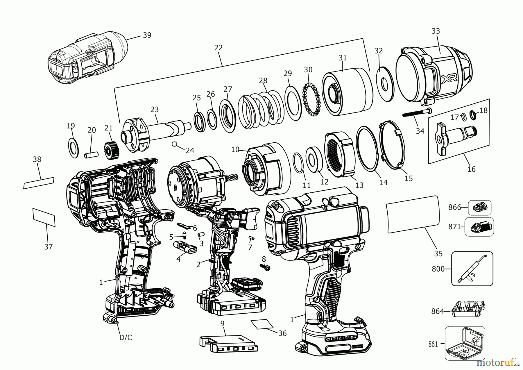 DEWALT SCHRAUBER Schlagschrauber SCHLAGSCHRAUBENSCHL. DCF900P2T Seite 1