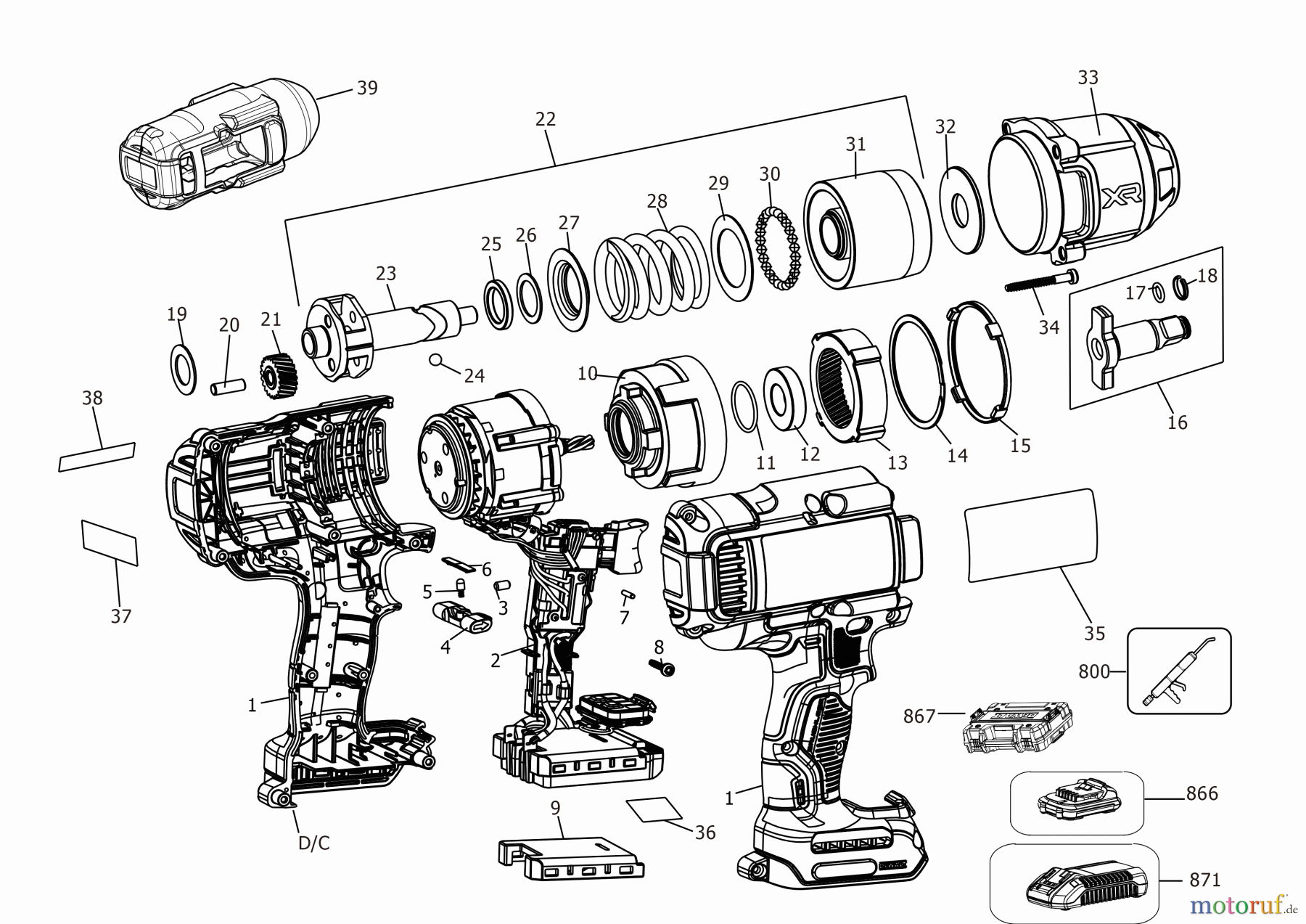 DEWALT SCHRAUBER Schlagschrauber SCHLAGSCHRAUBENSCHL. DCF900H2T Seite 1