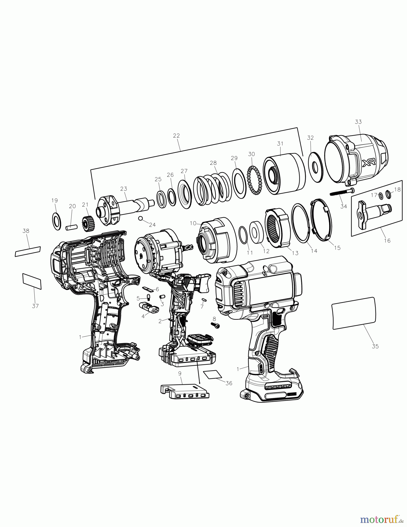 DEWALT SCHRAUBER Schlagschrauber AKKU DREHMOMENTSCHLÜSSEL DCF900P1 Seite 1