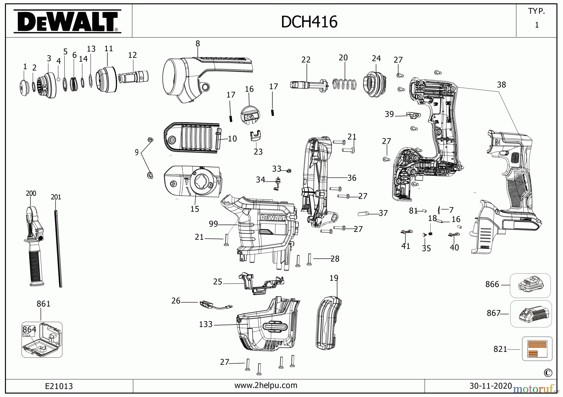  DEWALT Bohrhämmer Bohrhämmer SDS-MAX BOHRHAMMER DCH416 Seite 1