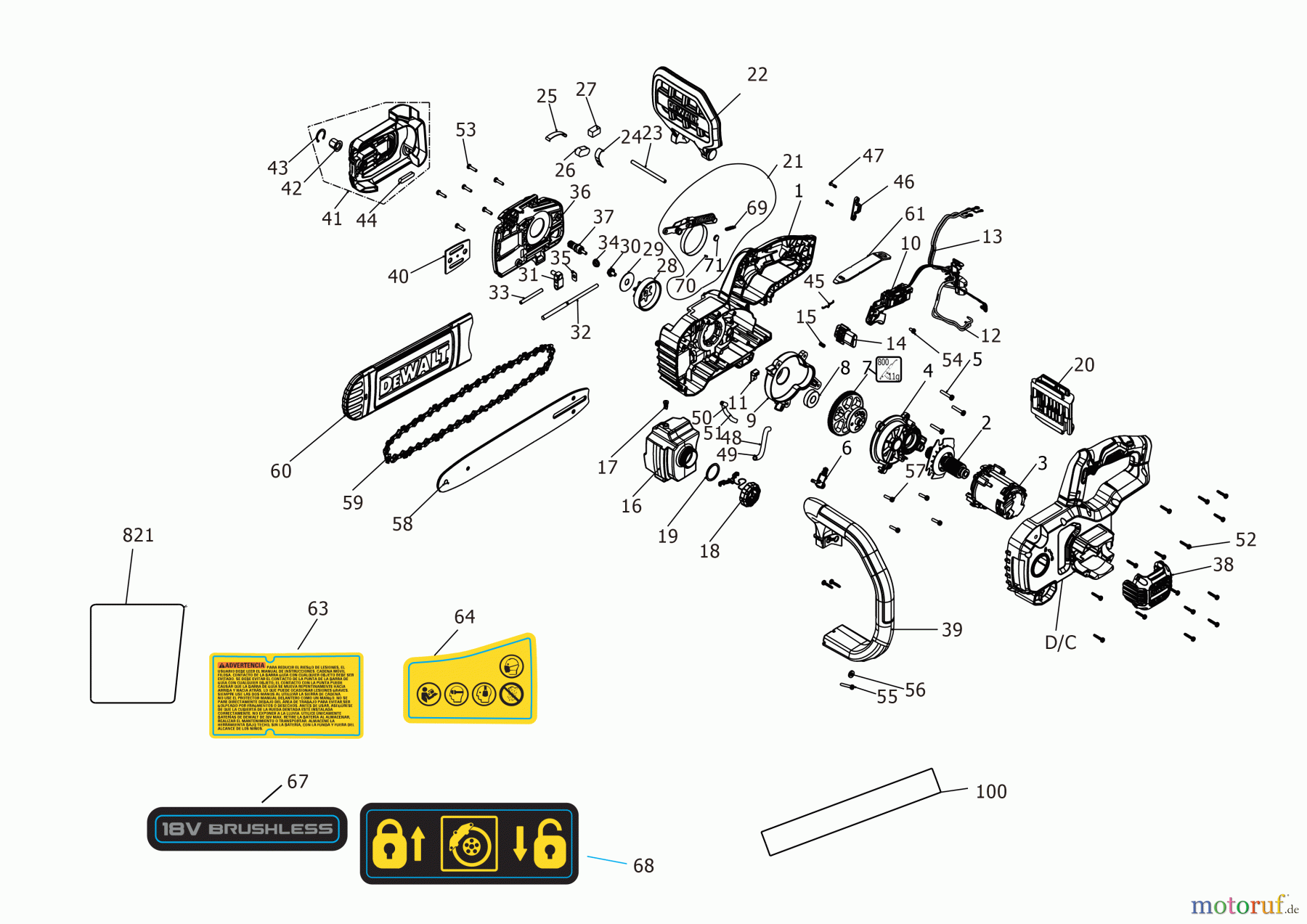 DEWALT Gartengeräte KETTENSÄGE DCMCS565N Seite 1