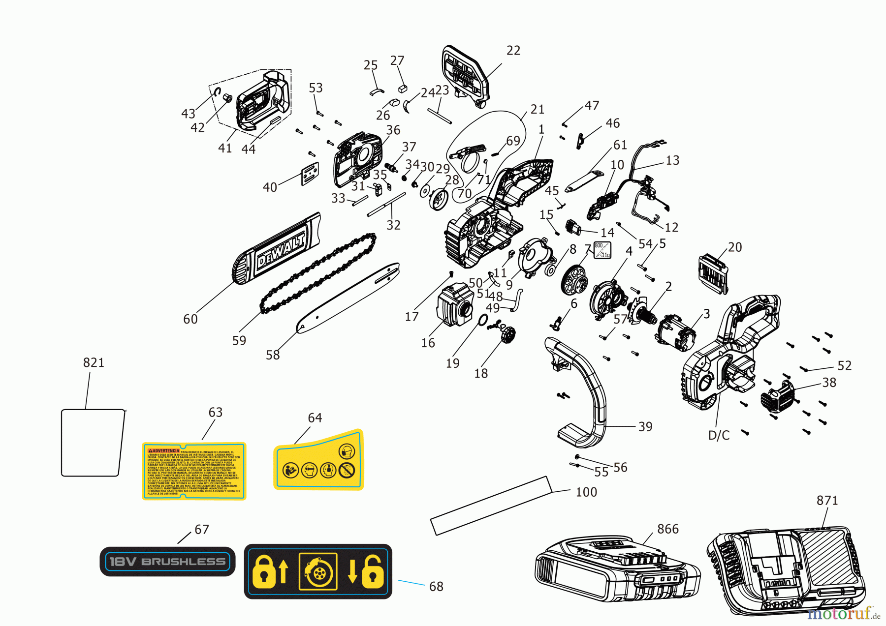 DEWALT Gartengeräte KETTENSÄGE DCMCS565P2 Seite 1