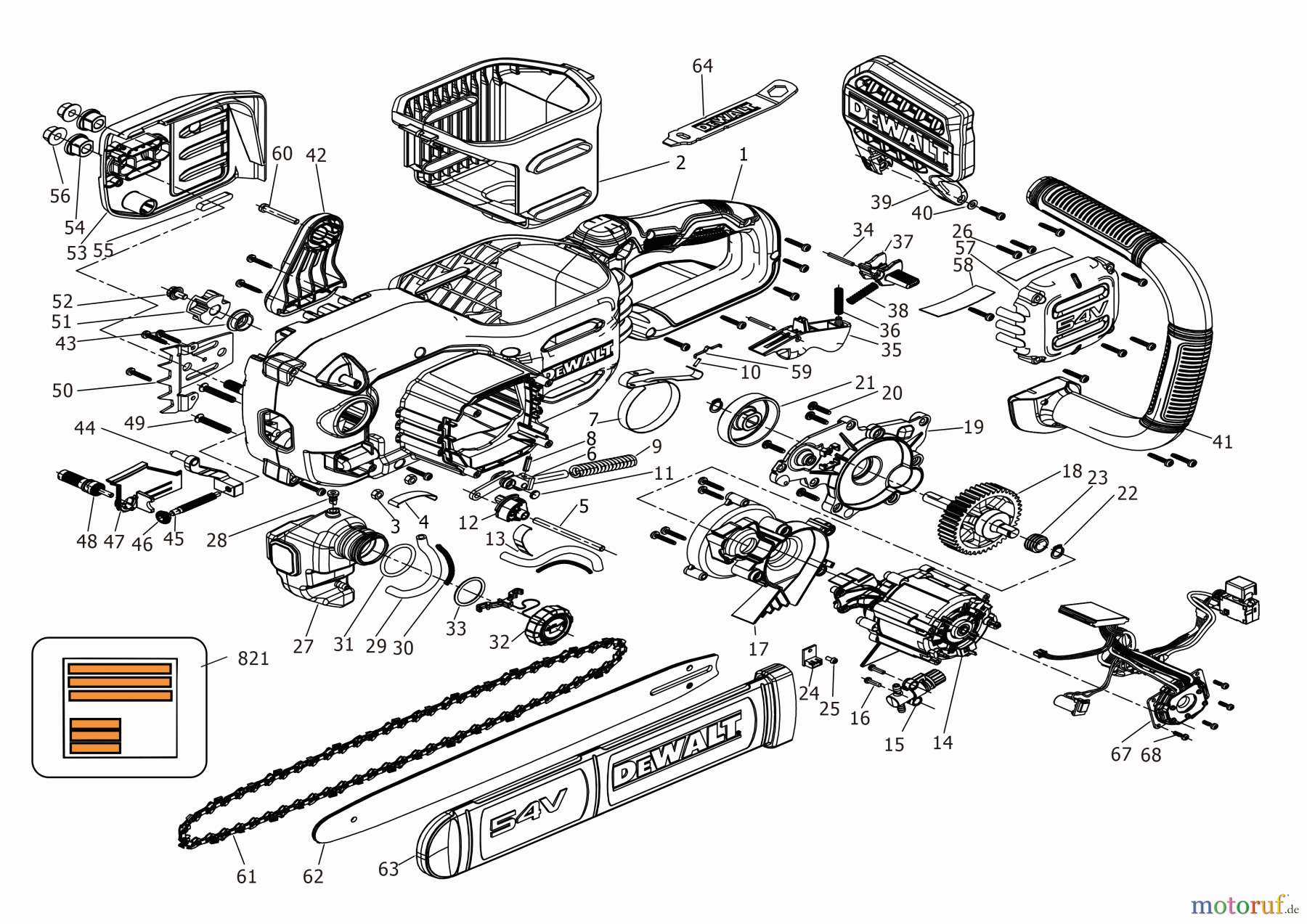  DEWALT Gartengeräte KETTENSÄGE DCMCS574N Seite 1