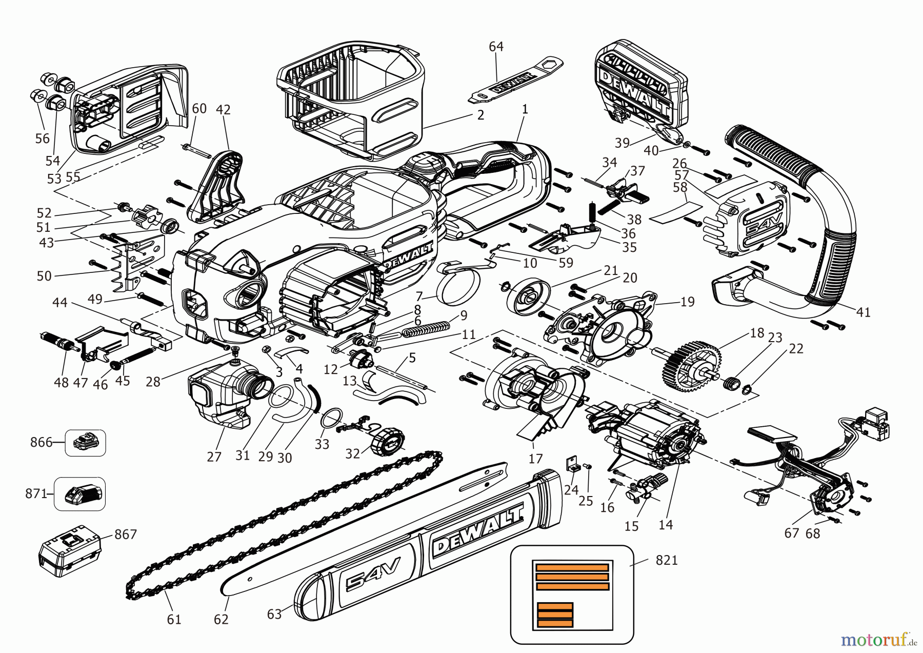 DEWALT Gartengeräte KETTENSÄGE DCMCS574T1 Seite 1