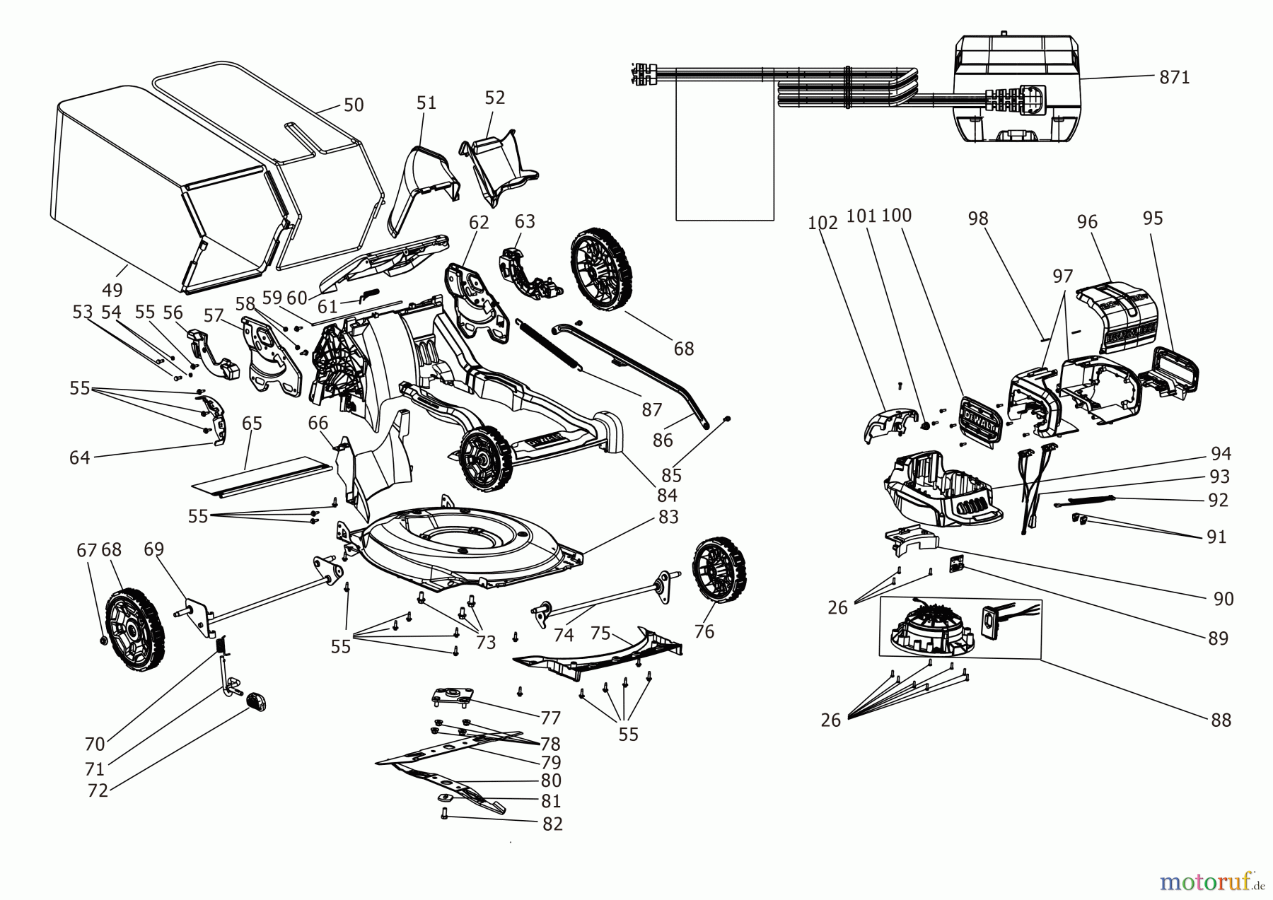  DEWALT Gartengeräte AKKU-RASEMMÄHER DCMWP234U2 Seite 2
